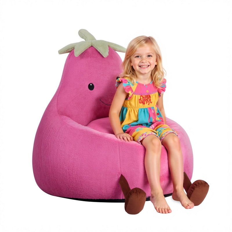 Gianna Kids Bean Bag Chair for Teens & Kids, 24 Inch Comfy Lazy Sofa Chair for Reader, Living Room, Bedroom, Rose Red