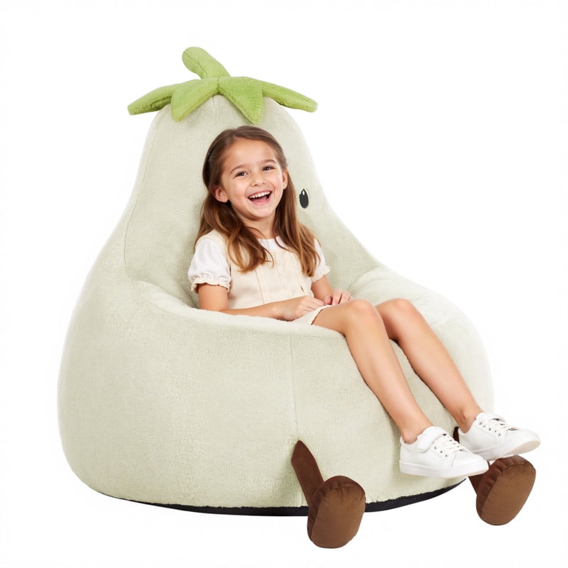 Gianna Kids Bean Bag Chair for Teens & Kids, 31 Inch Comfy Lazy Sofa Chair for Reader, Living Room, Bedroom, Beige