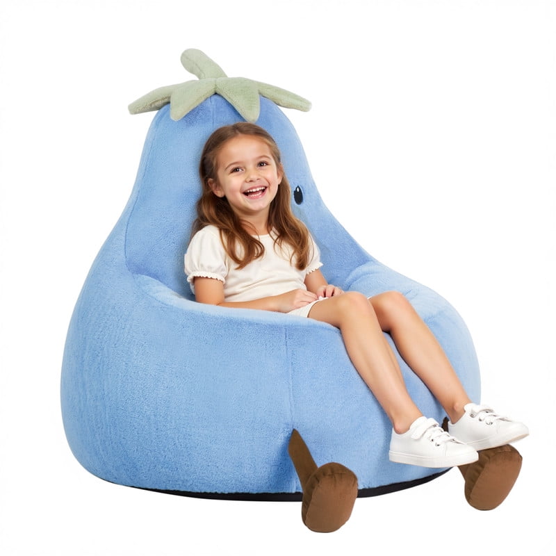 Gianna Kids Bean Bag Chair for Teens & Kids, 31 Inch Comfy Lazy Sofa Chair for Reader, Living Room, Bedroom, Blue