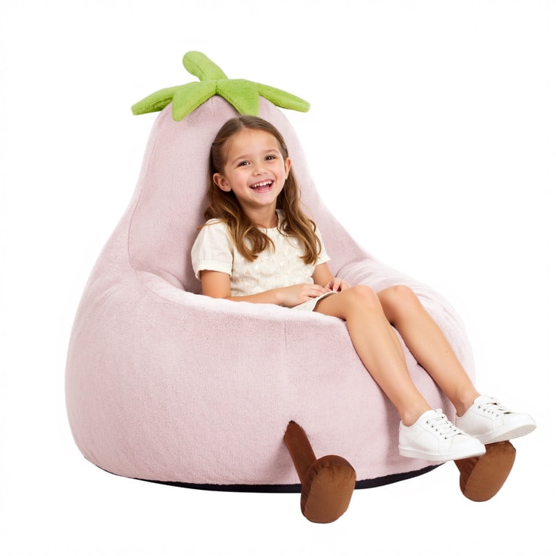 Gianna Kids Bean Bag Chair for Teens & Kids, 31 Inch Comfy Lazy Sofa Chair for Reader, Living Room, Bedroom, Pink