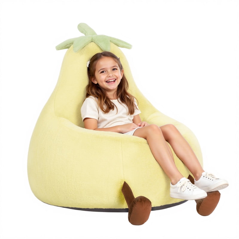 Gianna Kids Bean Bag Chair for Teens & Kids, 31 Inch Comfy Lazy Sofa Chair for Reader, Living Room, Bedroom, Yellow