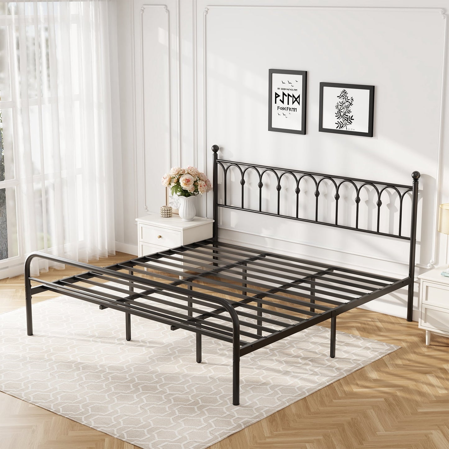 Gianna King Metal Platform Bed Frame with Steel Slat Support, Underbed Storage, No Box Spring Needed, Easy Assembly