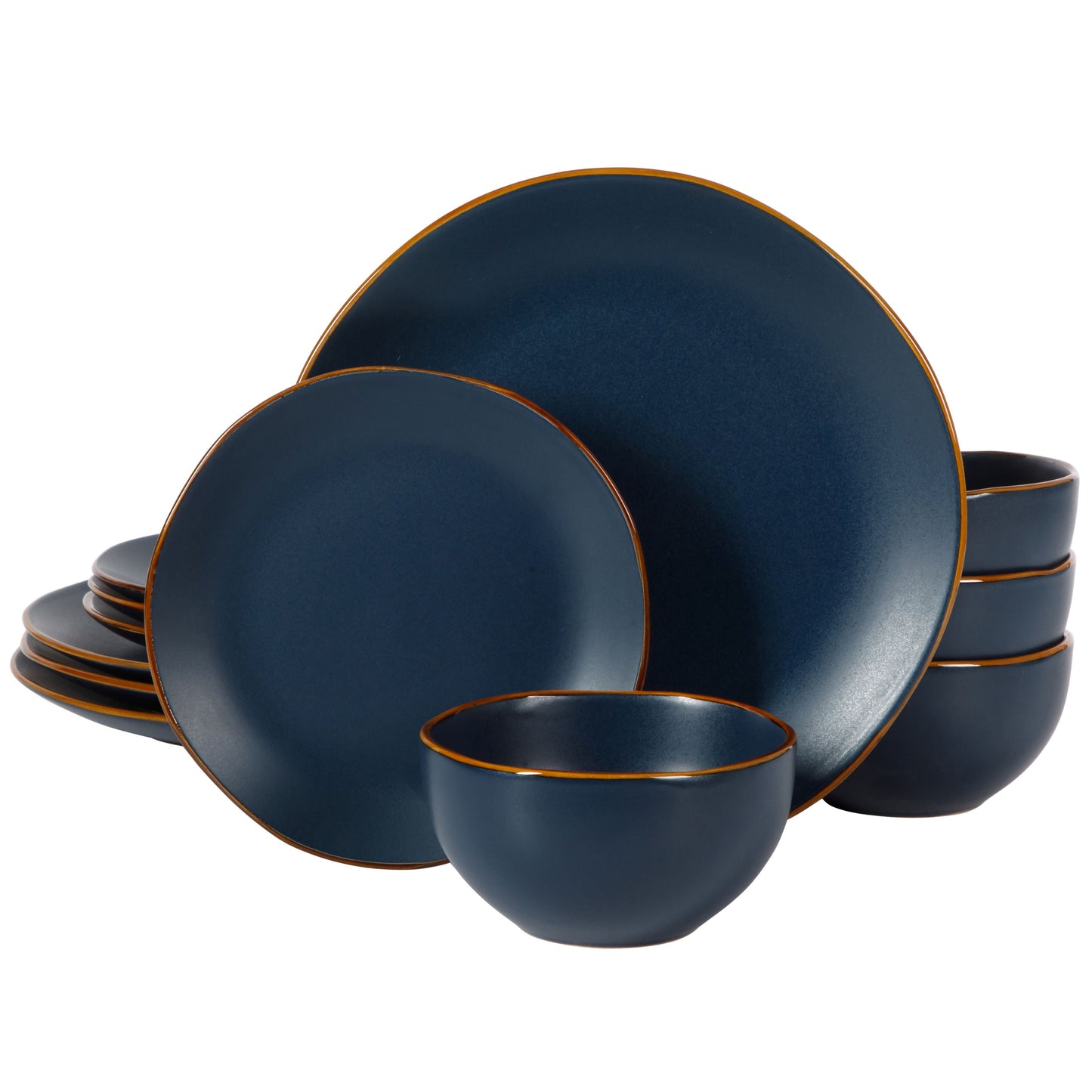 Gibson Home Juego de Vajilla de Cerámica Negra Mate de 12 Piezas Hazeltine