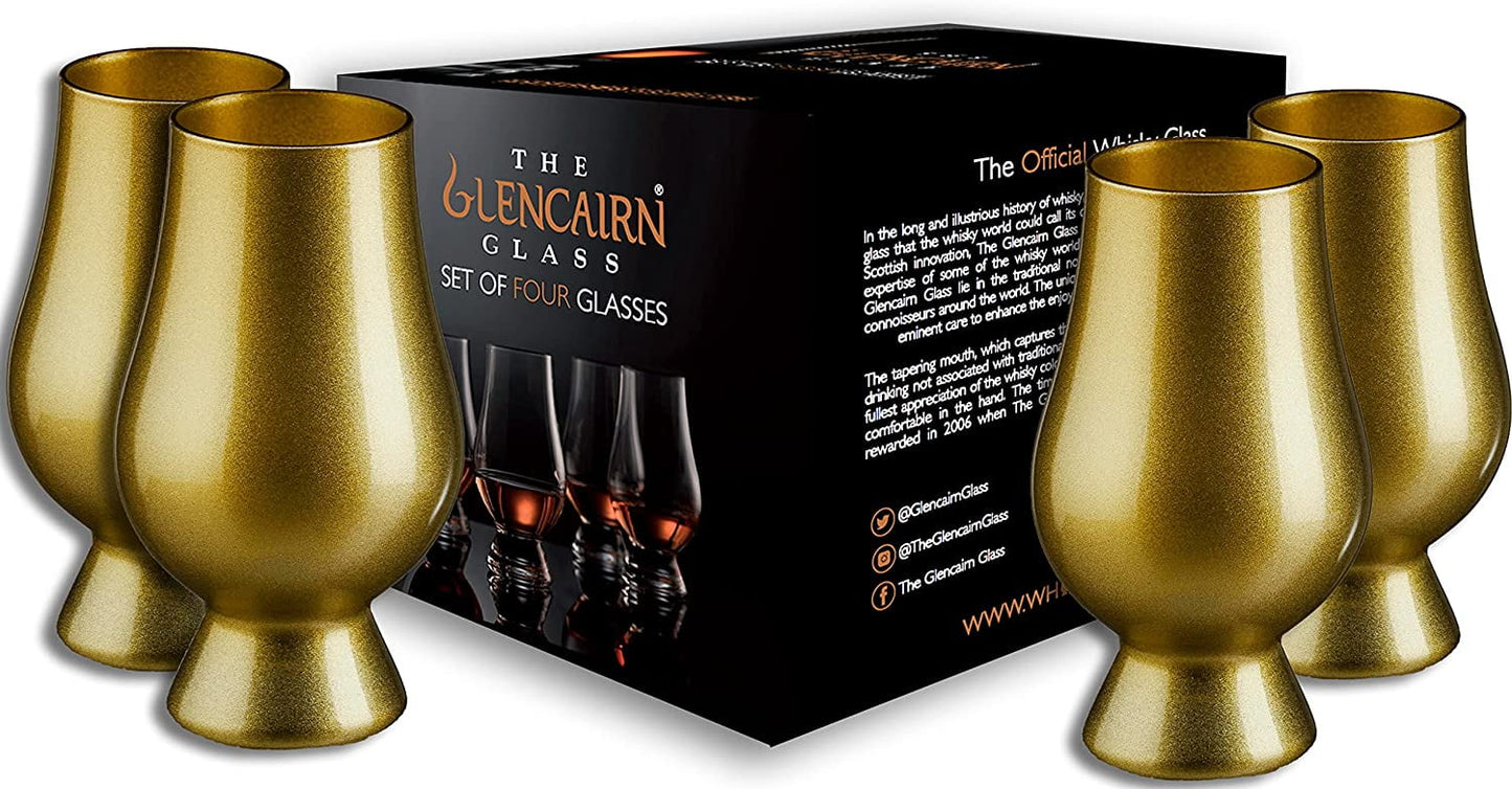 Glencairn Official Blind Tasting Crystal Whiskey Glass GOLD, (Set of 4) Gift Box