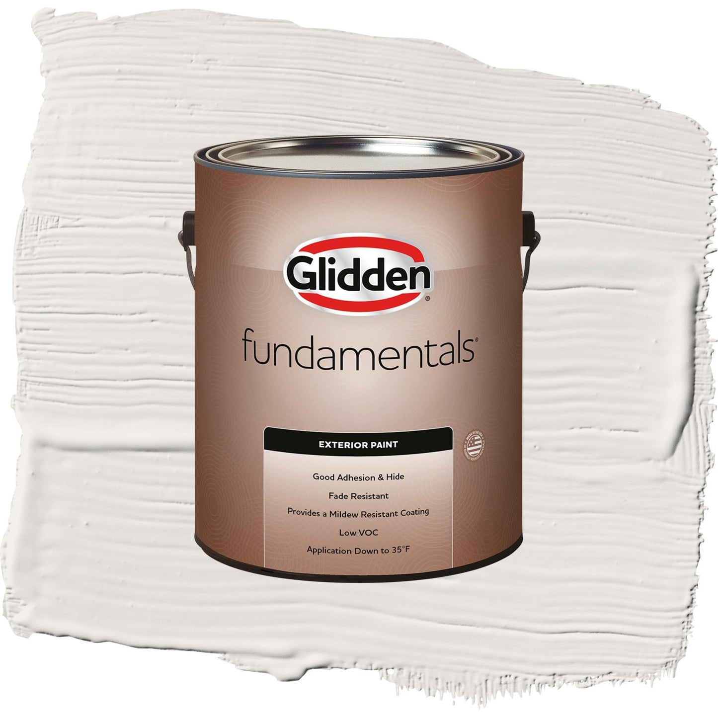 Glidden Fundamentals Arctic Cotton / White Satin Exterior Paint, 1 Gallon