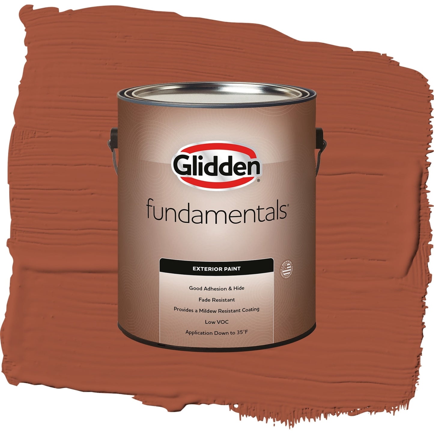 Glidden Fundamentals Ancient Copper / Orange, Flat Exterior Paint, 1 Gallon