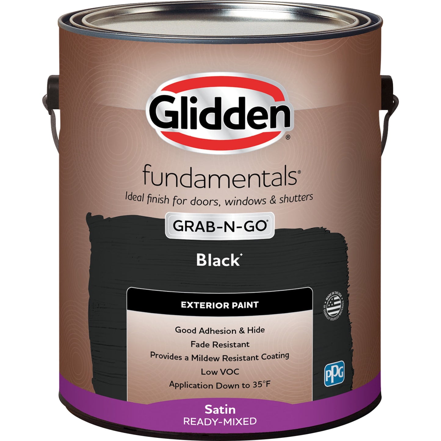Glidden Fundamentals Grab-N-Go Black Satin Exterior Paint, 1 Gallon