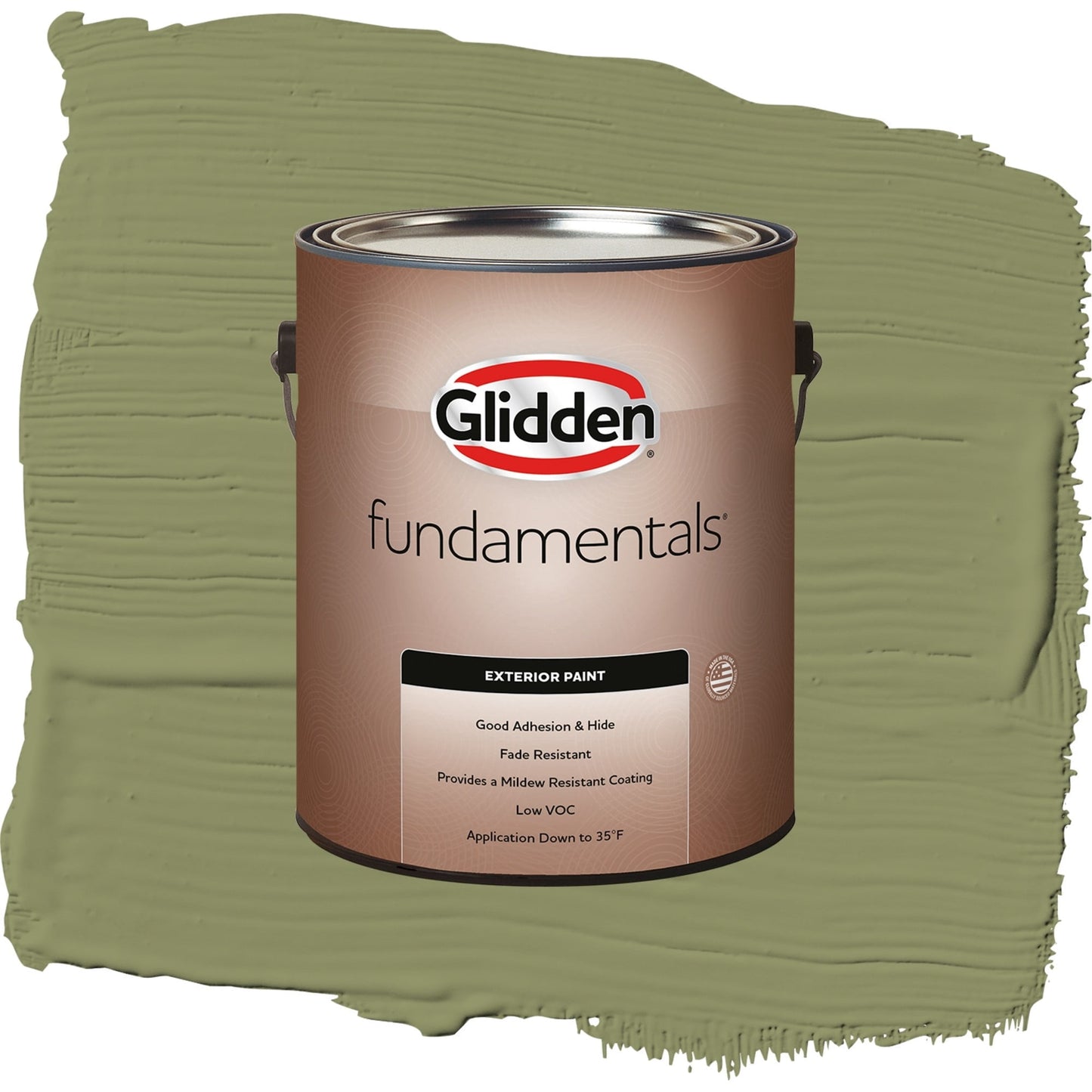 Glidden Fundamentals Paid in Full / Green, Satin Exterior Paint, 1 Gallon
