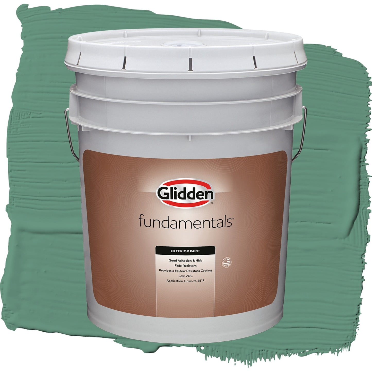 Glidden Fundamentals Sheffield / Green, Semi-Gloss Exterior Paint, 5 Gallon