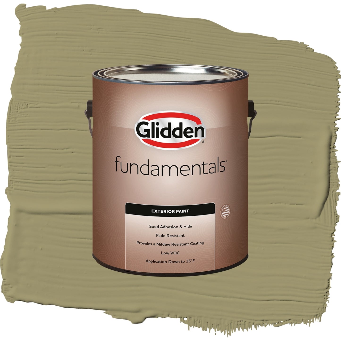 Glidden Fundamentals Sweet Annie / Green, Flat Exterior Paint, 1 Gallon
