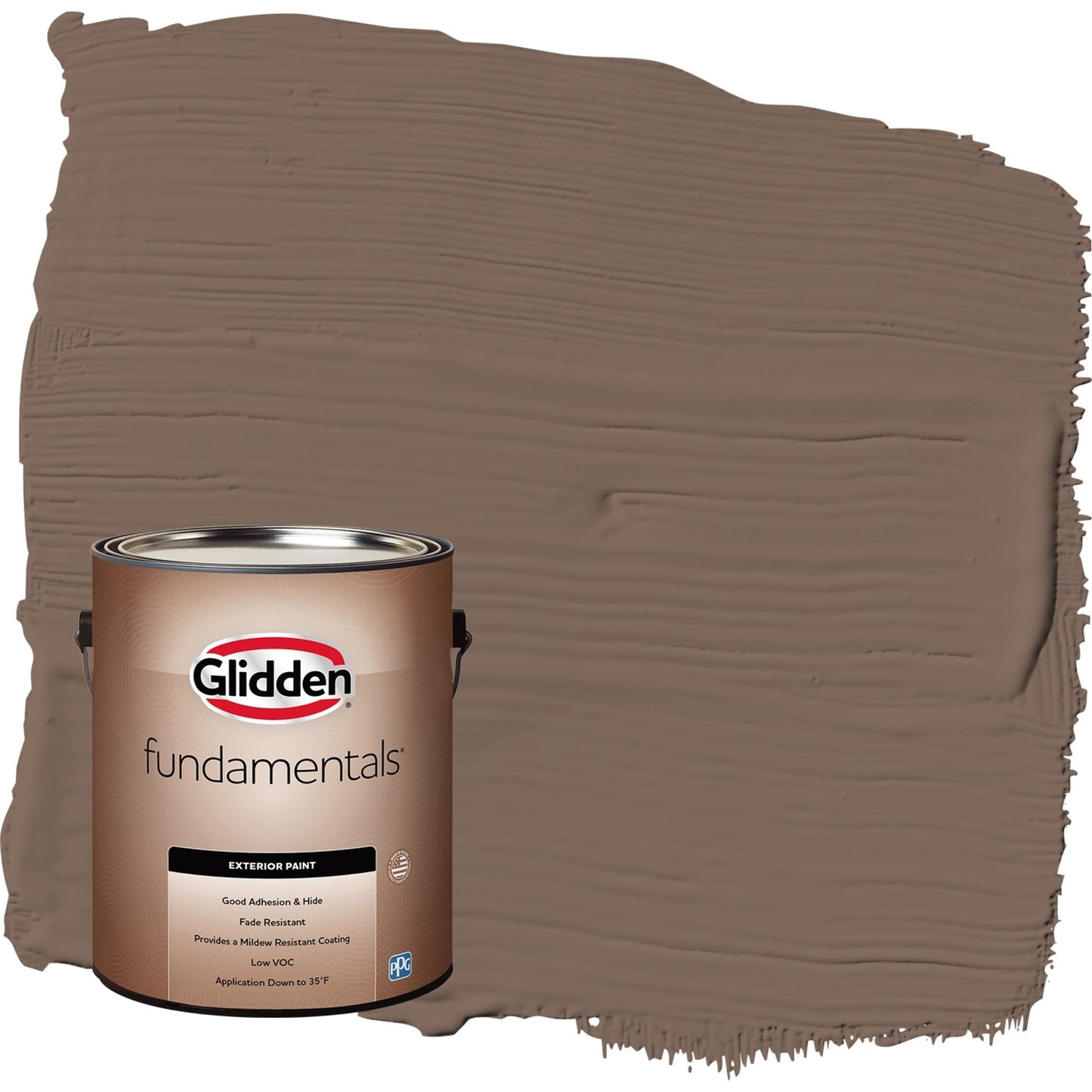 Glidden Fundamentals Warrior / Brown Flat Exterior Paint, 1 Gallon