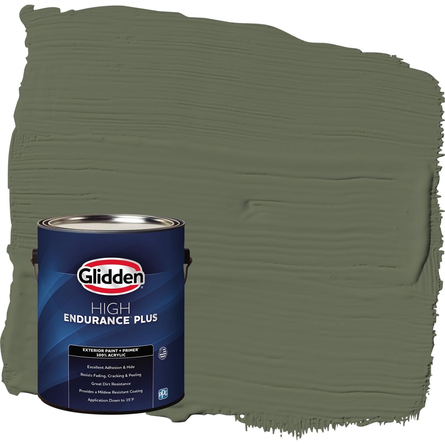 Glidden HEP All About Olive / Green Flat Exterior Paint with Primer, 1 Gallon