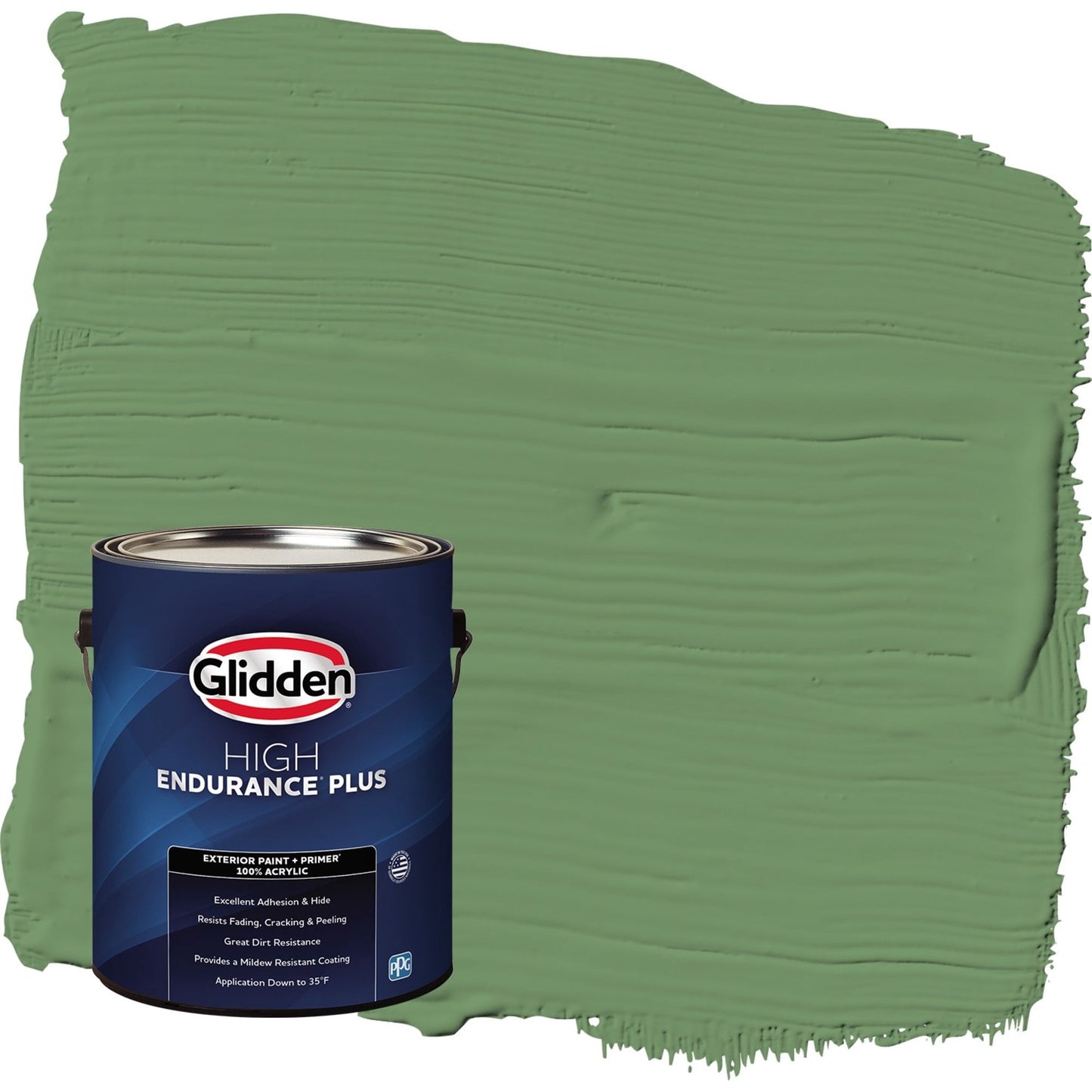 Glidden HEP Moss Ring / Green Flat Exterior Paint with Primer, 1 Gallon