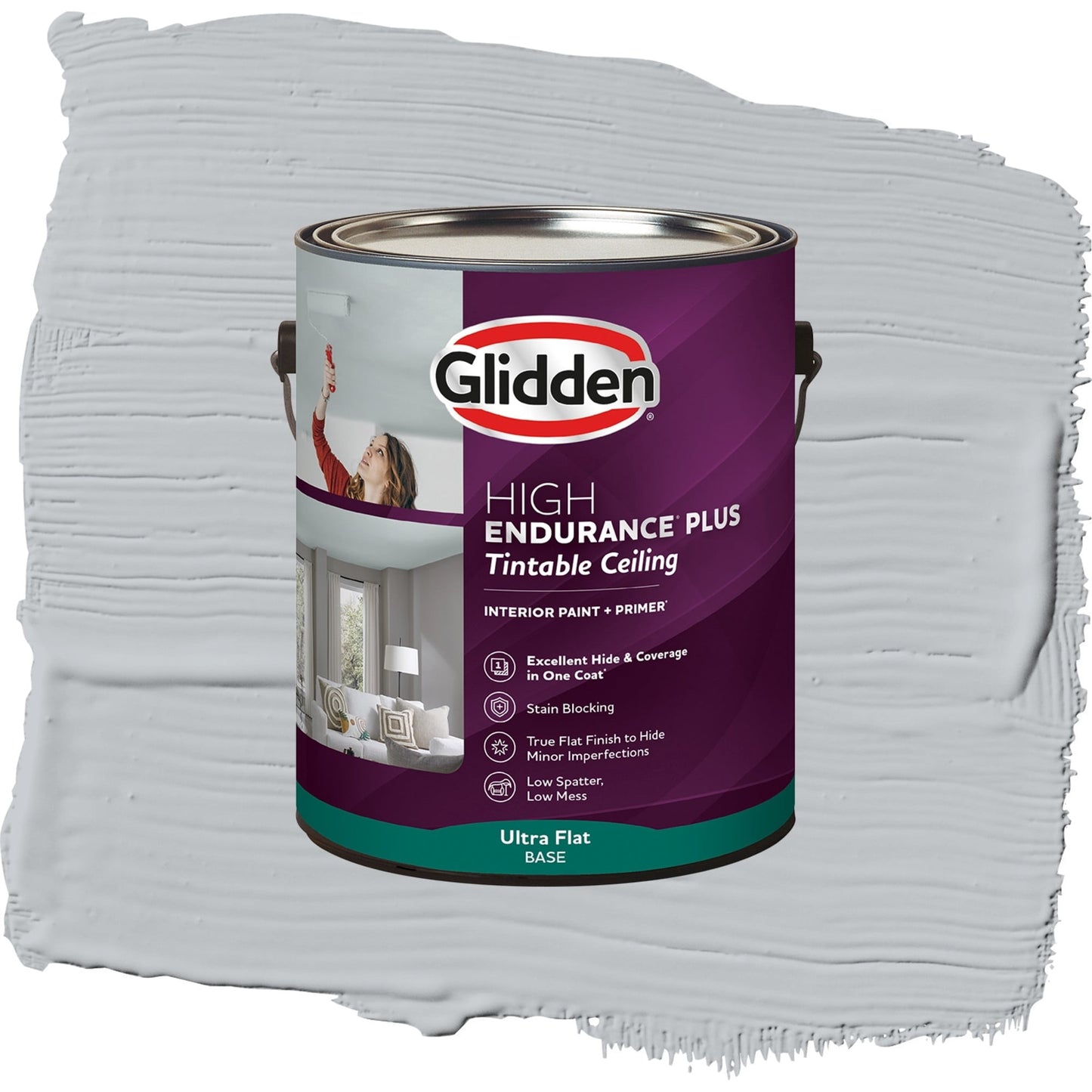 Glidden Glidden HEP Interior Ceiling Paint, Train/Gray, Flat, 1 Gallon