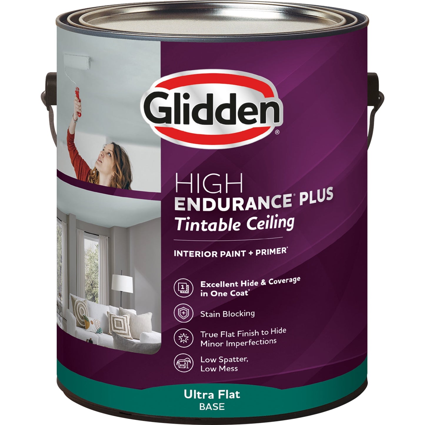 Glidden HEP Blanco Pintura Interior para Techo + Primer, Mate, 1 Galón