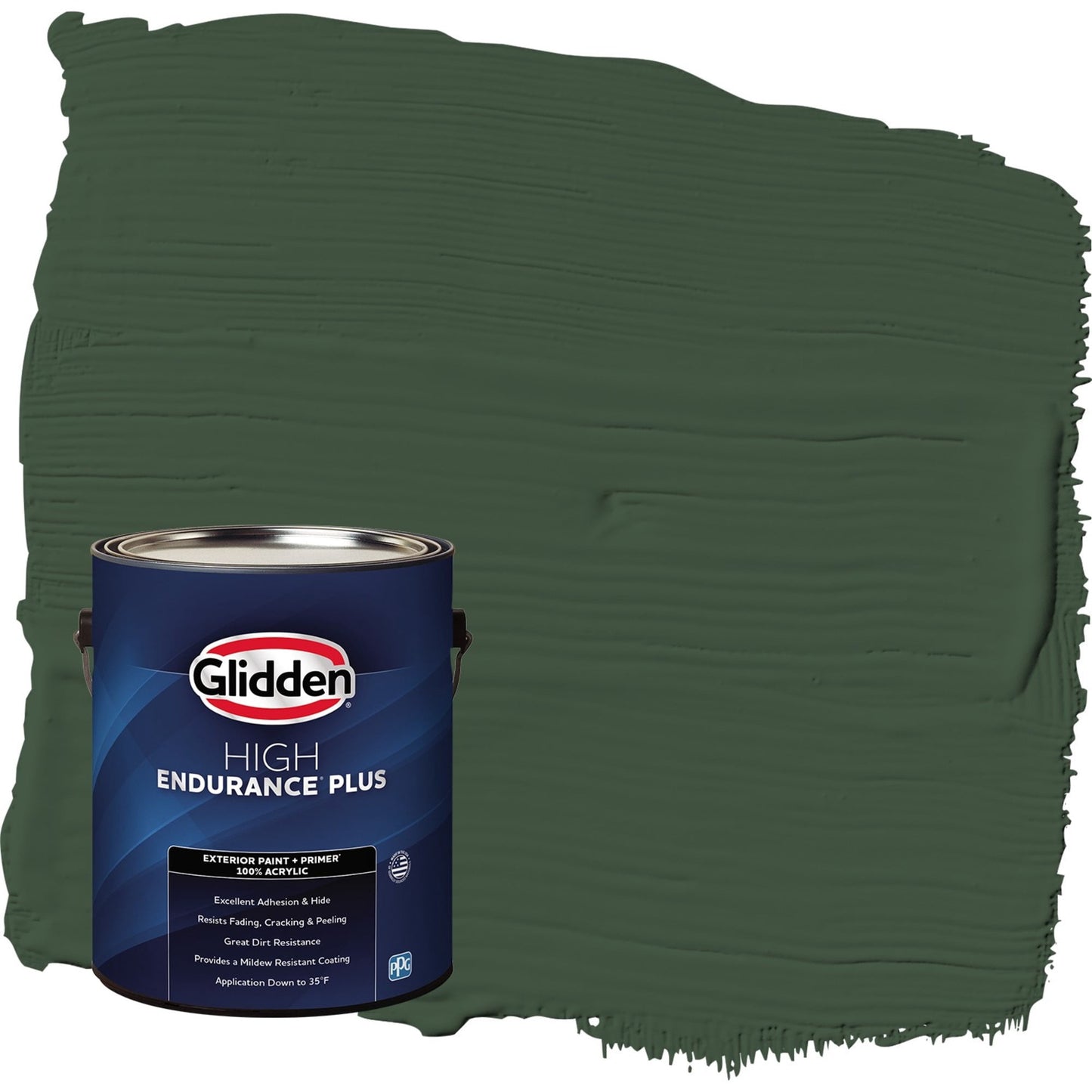 Glidden HEP Pine Forest / Green Satin Exterior Paint with Primer, 1 Gallon