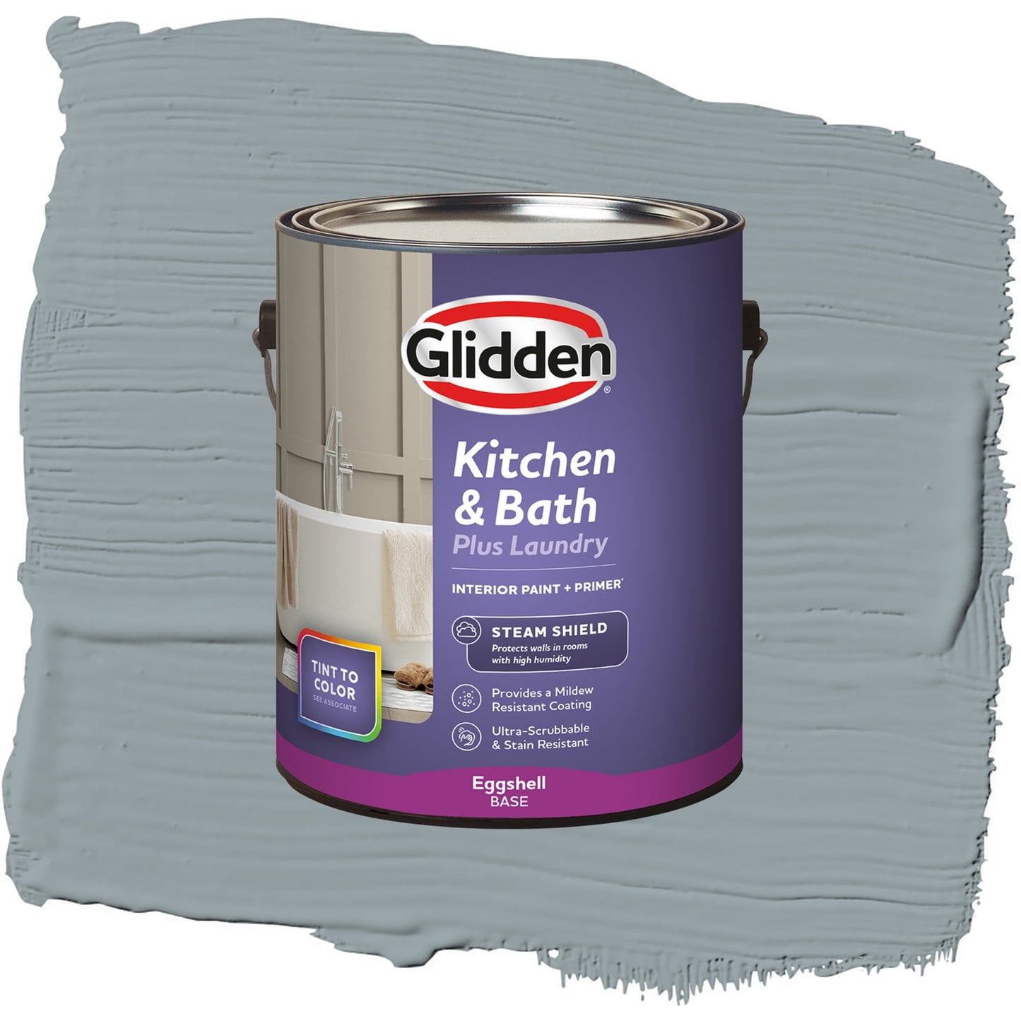 Glidden Glidden Kitchen Bath and Laundry After the Storm / Gray, Eggshell Interior Paint with Primer, 1 Gallon