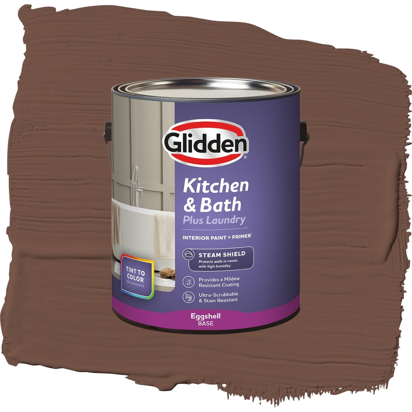 Glidden Glidden Kitchen Bath and Laundry Bigfoot / Brown, Eggshell Interior Paint with Primer, 1 Gallon