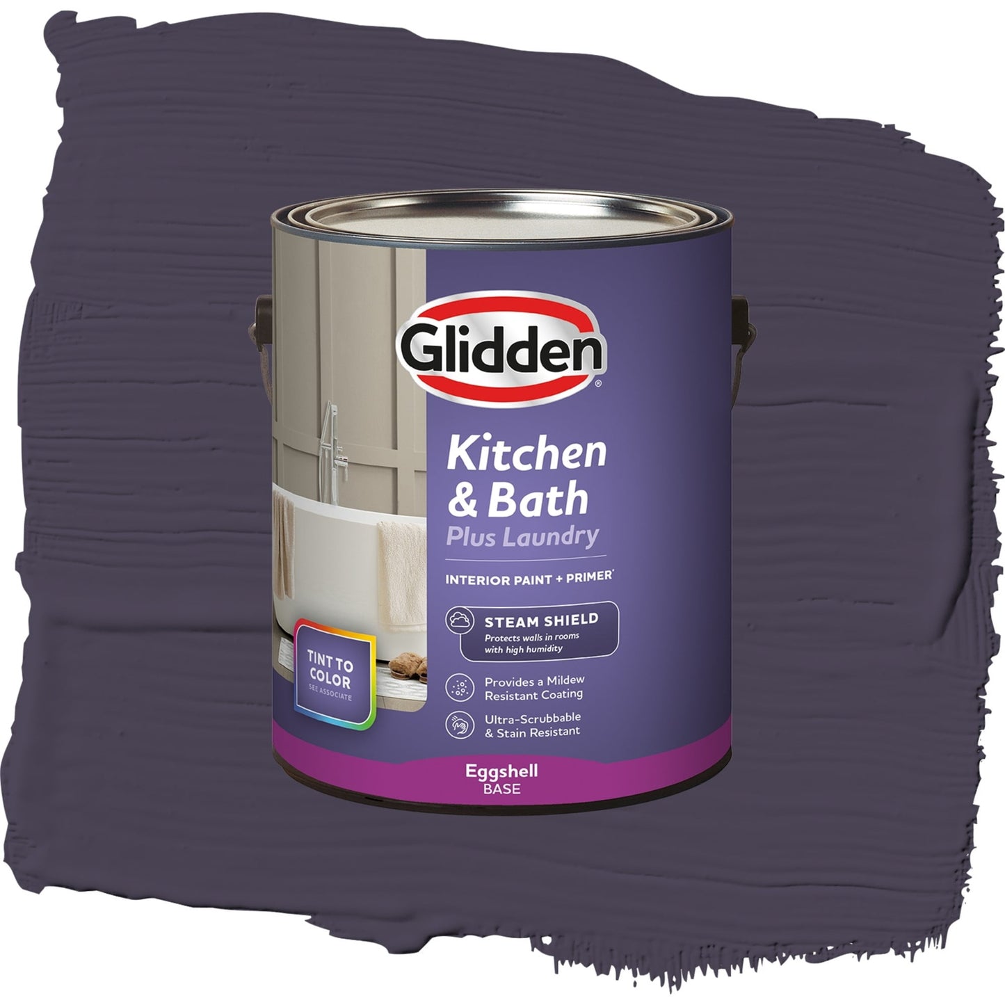 Glidden Glidden Kitchen Bath and Laundry Blackberry / Purple , Eggshell Interior Paint with Primer, 1 Gallon
