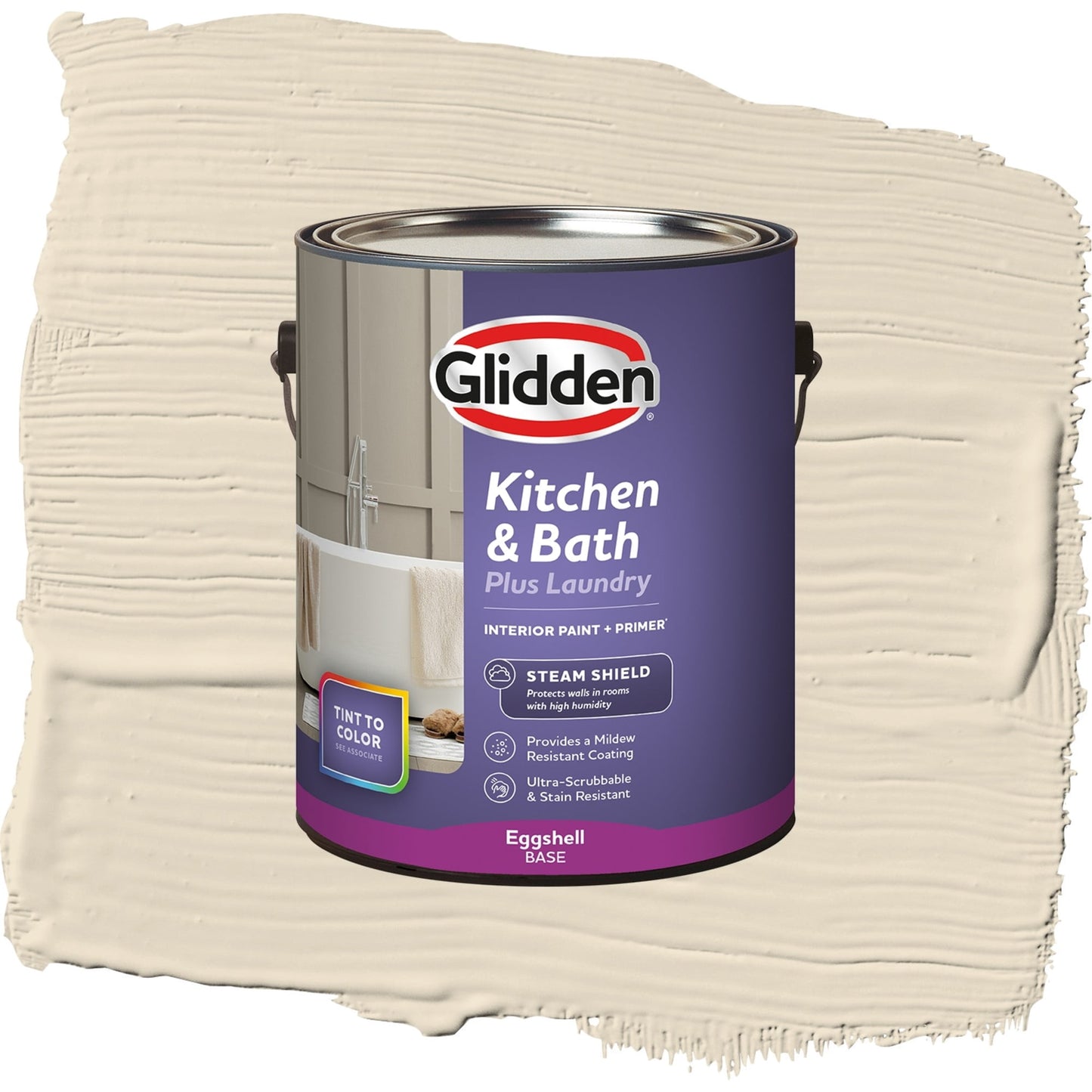Glidden Glidden Kitchen Bath and Laundry Bone White / Beige, Eggshell Interior Paint with Primer, 1 Gallon