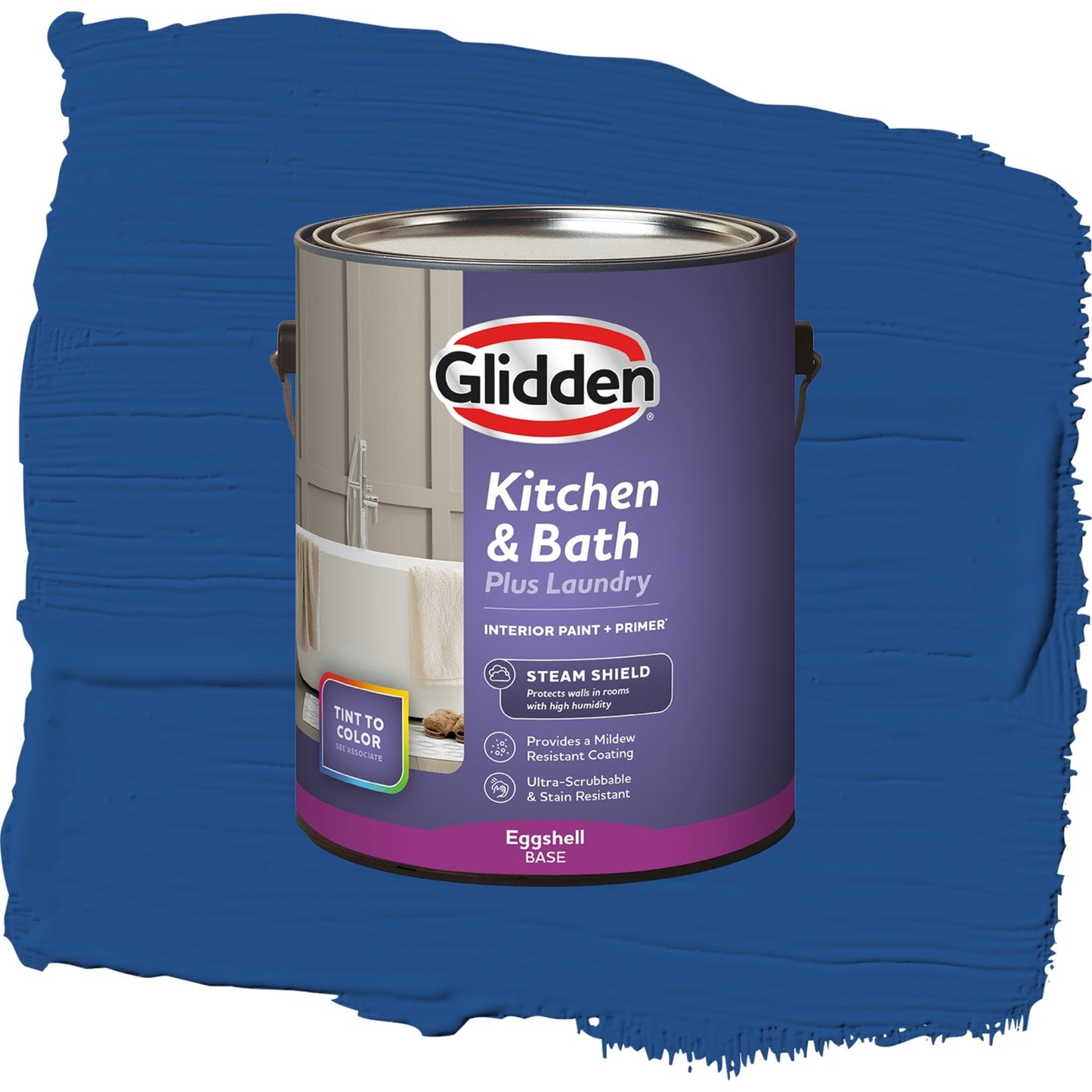 Glidden Glidden Kitchen Bath and Laundry Brilliant Blue / Blue, Eggshell Interior Paint with Primer, 1 Gallon