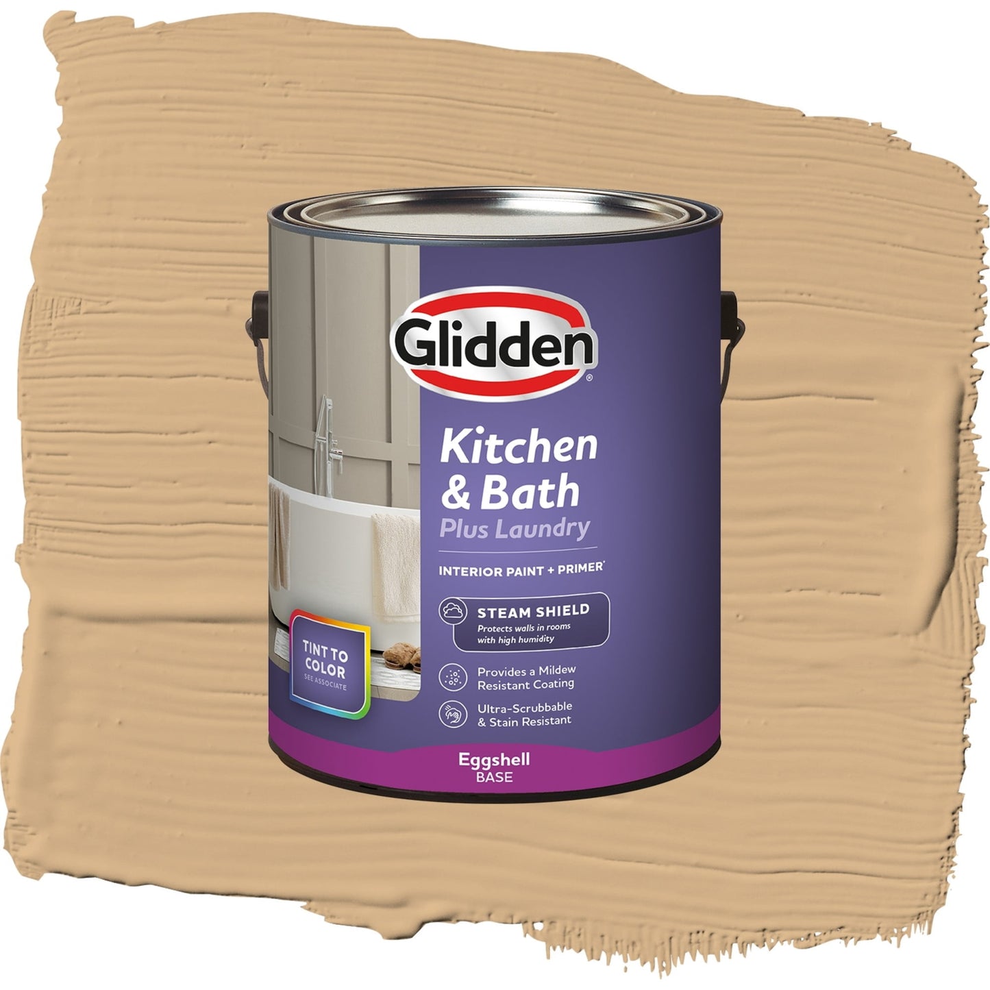 Glidden Glidden Kitchen Bath and Laundry Cracker Bitz / Beige, Eggshell Interior Paint with Primer, 1 Gallon