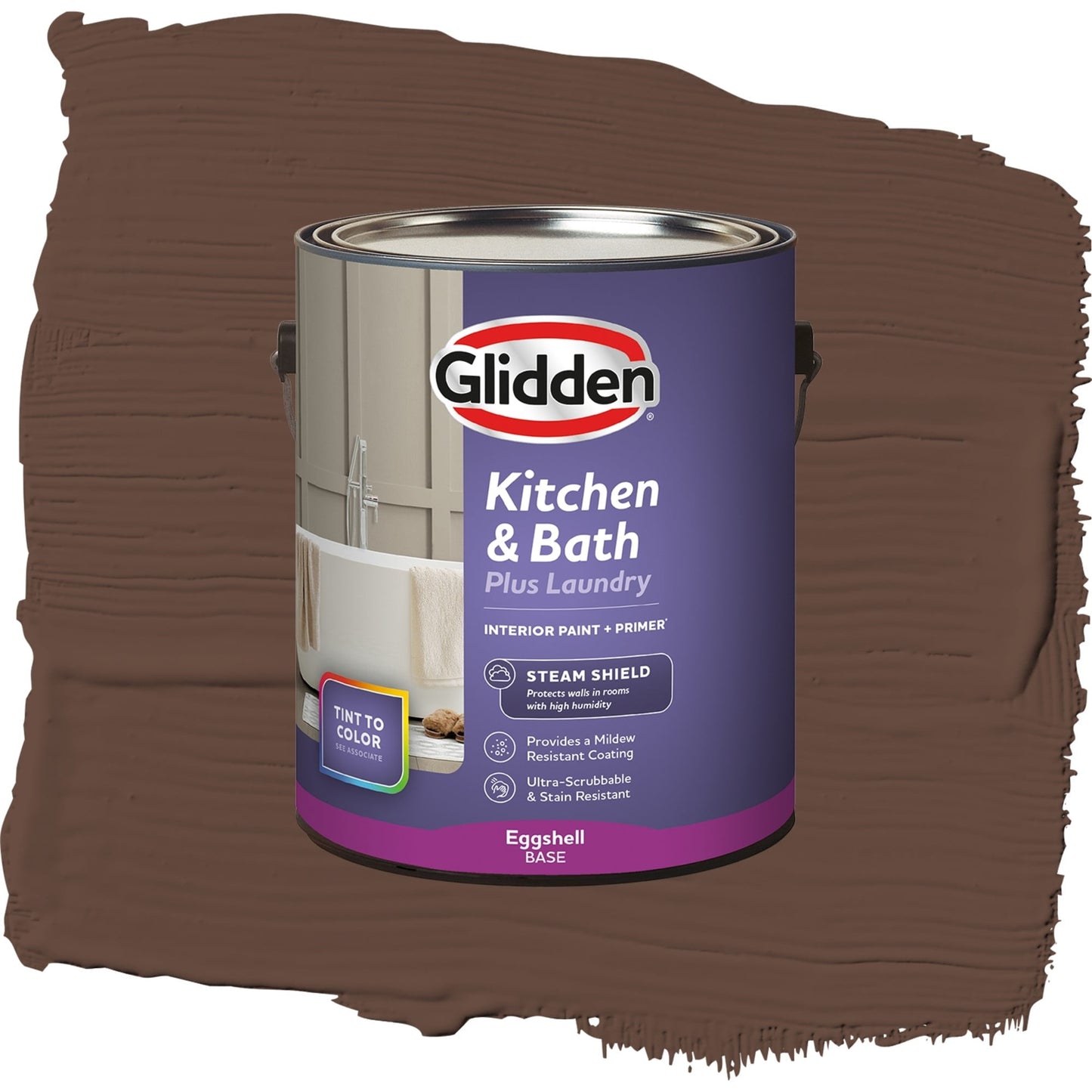 Glidden Glidden Kitchen Bath and Laundry Fudge / Brown, Eggshell Interior Paint with Primer, 1 Gallon