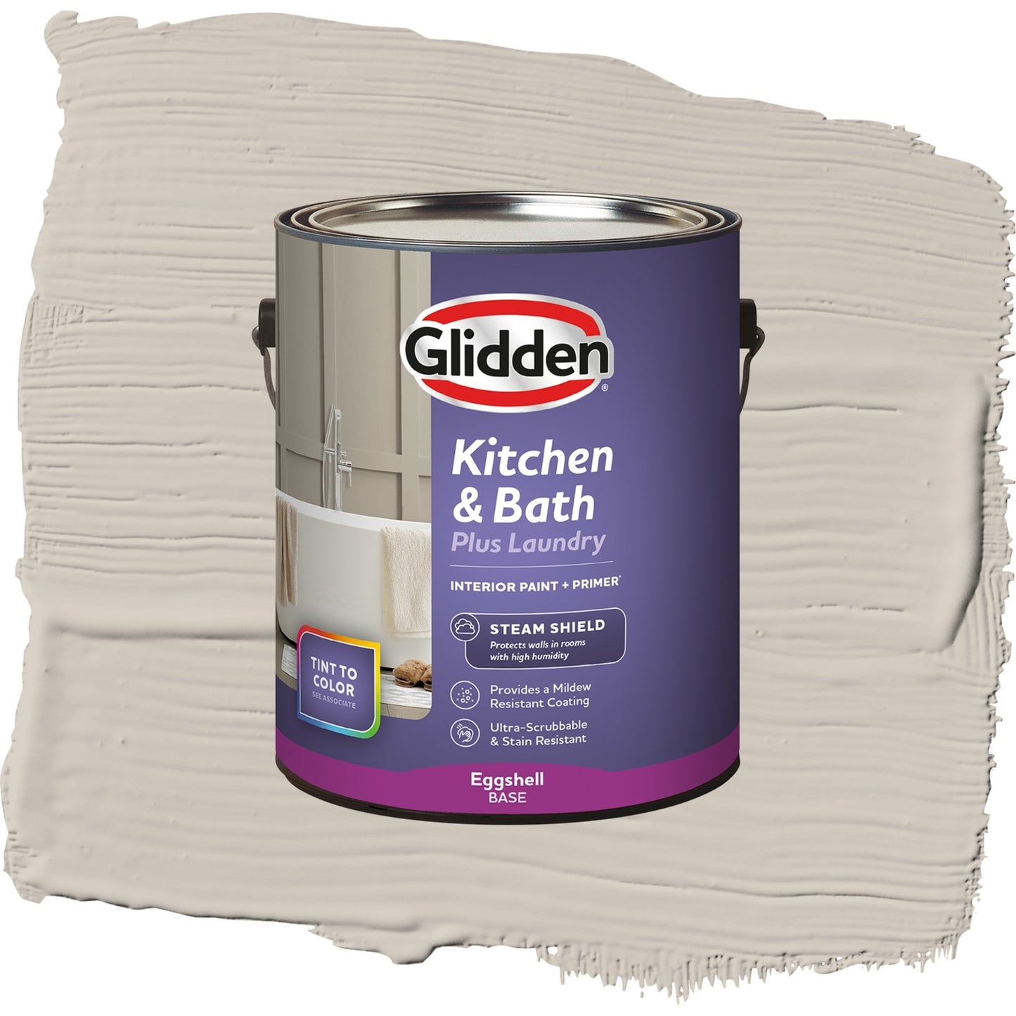 Glidden Glidden Kitchen Bath and Laundry Intuitive / Gray, Eggshell Interior Paint with Primer, 1 Gallon