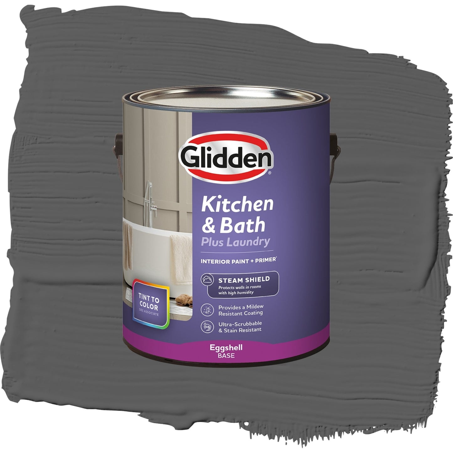 Glidden Glidden Kitchen Bath and Laundry Knight's Armor / Gray, Eggshell Interior Paint with Primer, 1 Gallon