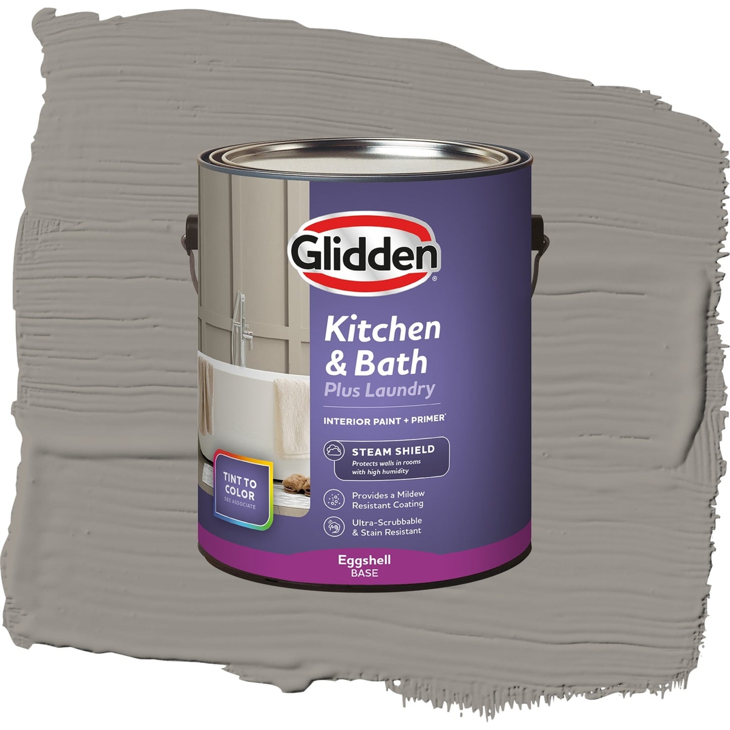 Glidden Glidden Kitchen Bath and Laundry Lazy Afternoon / Gray, Eggshell Interior Paint with Primer, 1 Gallon