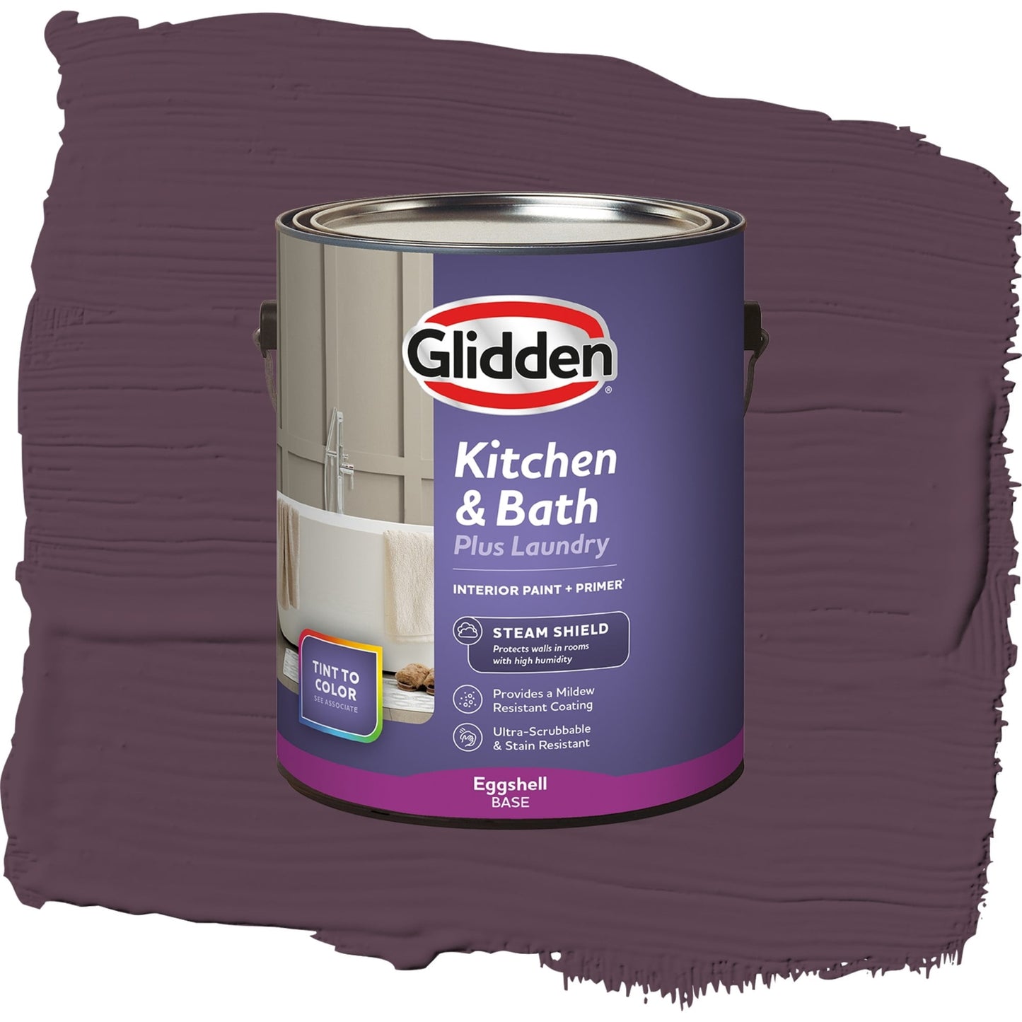 Glidden Glidden Kitchen Bath and Laundry Purple Basil / Purple, Eggshell Interior Paint with Primer, 1 Gallon