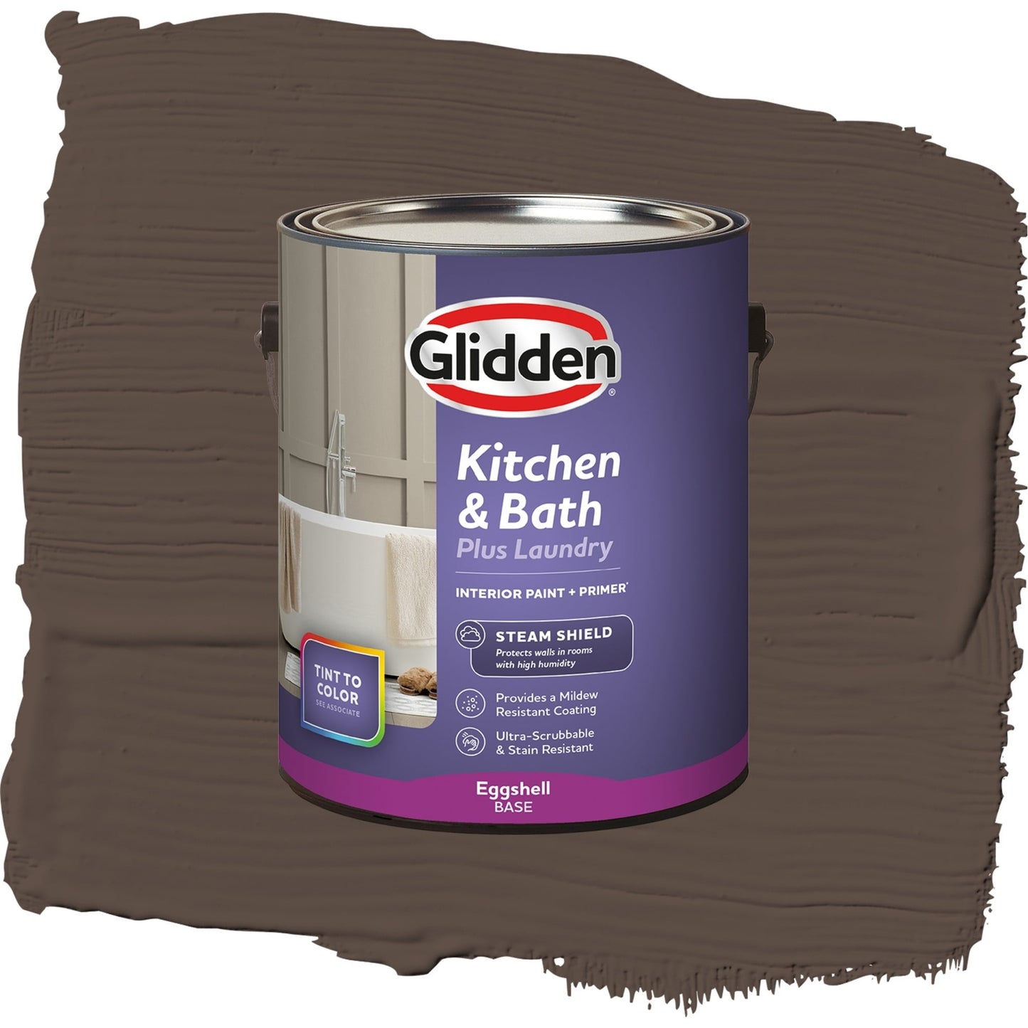 Glidden Glidden Kitchen Bath and Laundry Sarsaparilla / Brown, Eggshell Interior Paint with Primer, 1 Gallon