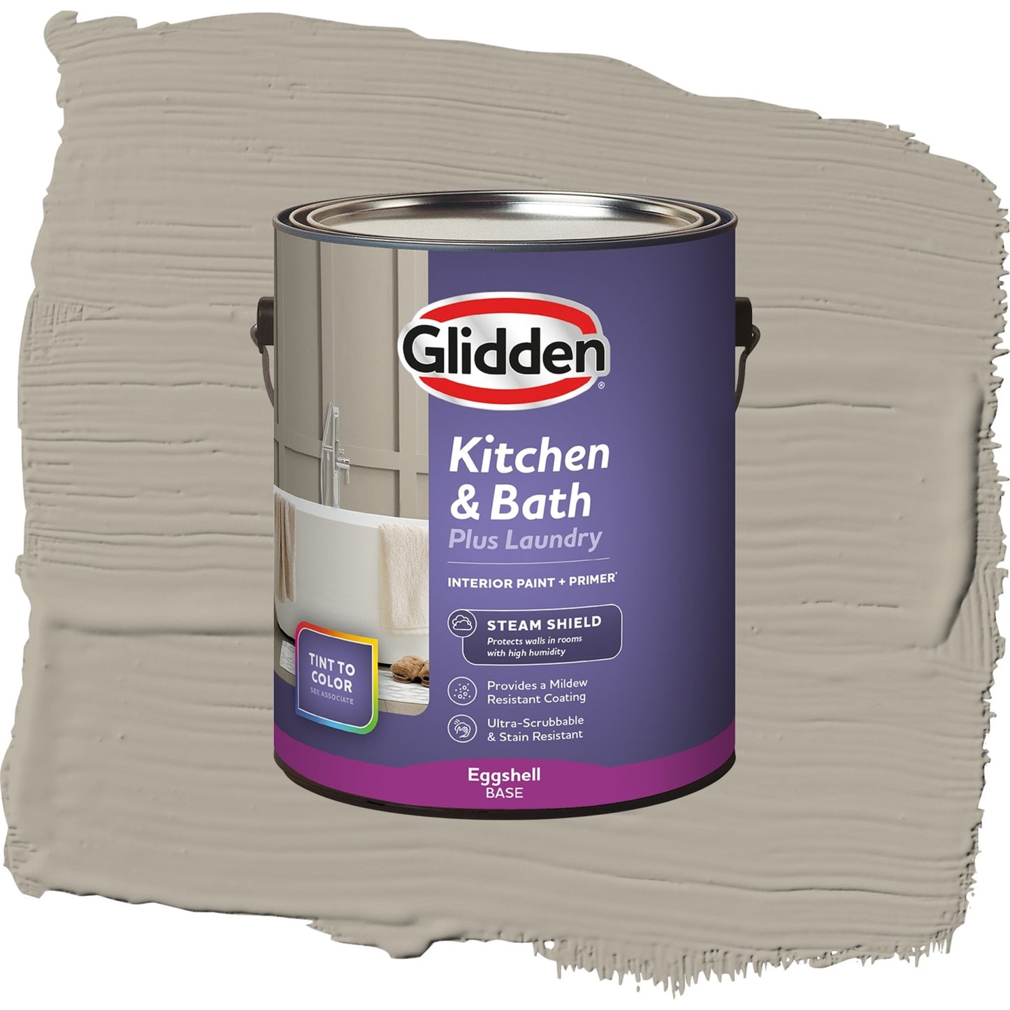 Glidden Glidden Kitchen Bath and Laundry Sharkskin / Gray, Eggshell Interior Paint with Primer, 1 Gallon