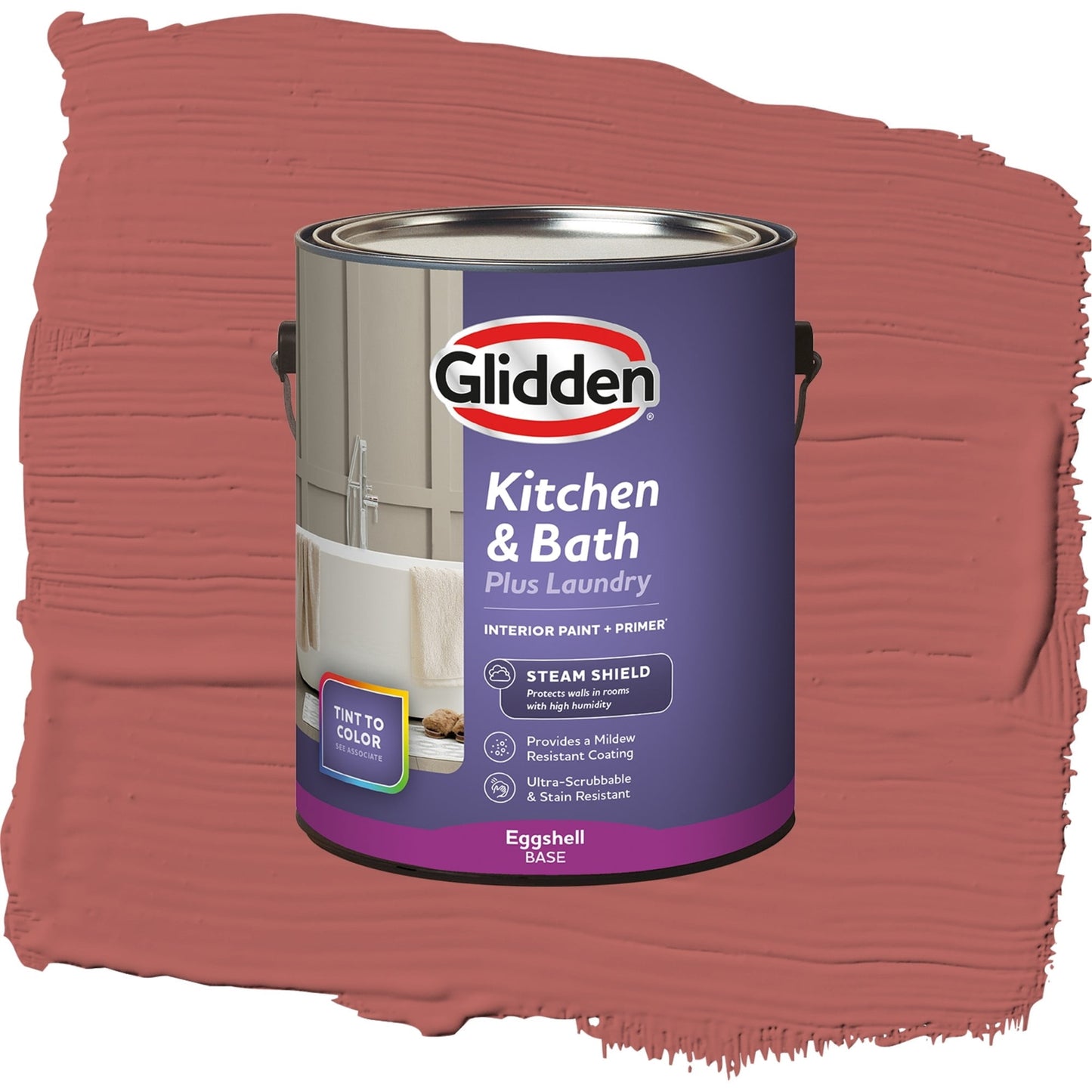 Glidden Glidden Kitchen Bath and Laundry Sienna Red / Red, Eggshell Interior Paint with Primer, 1 Gallon