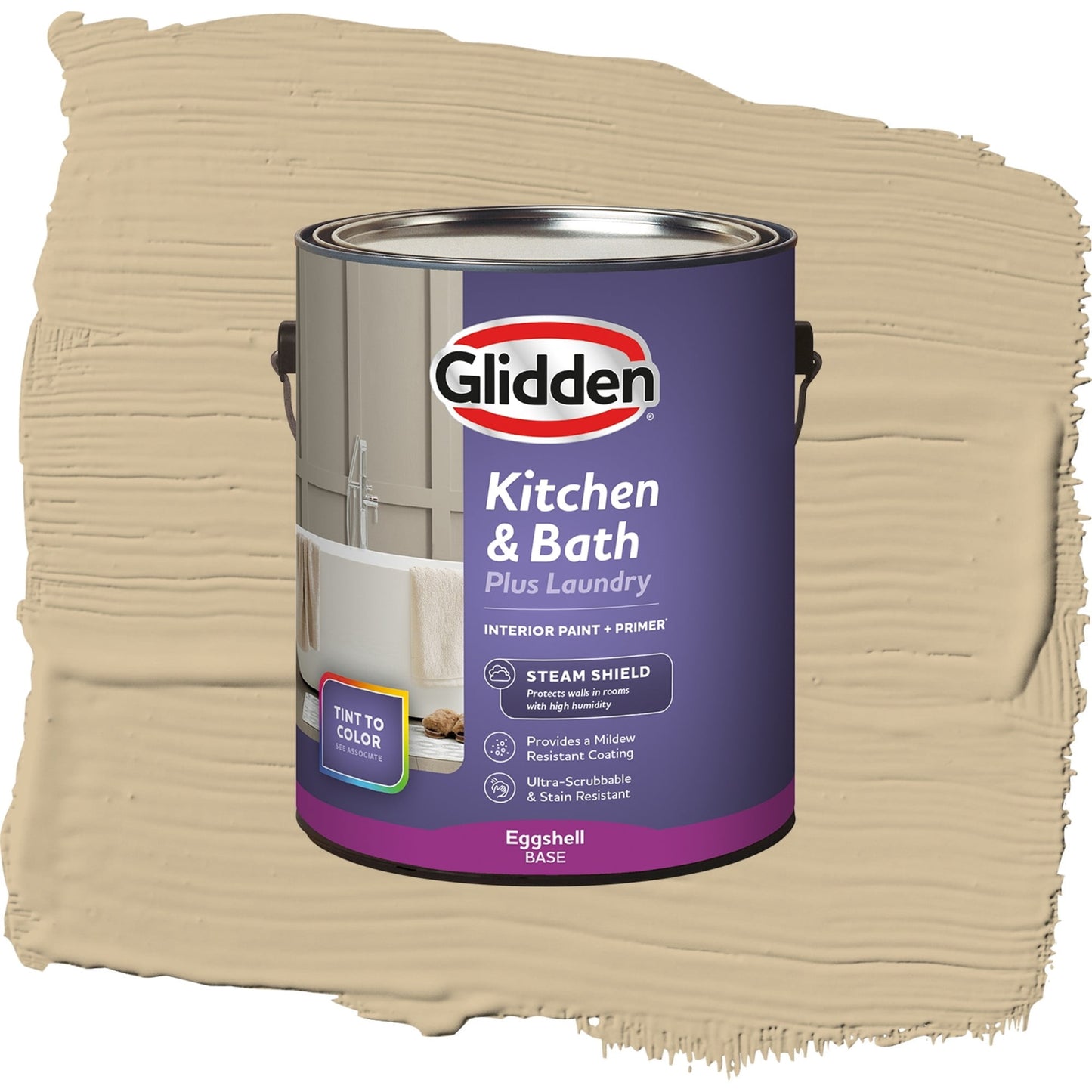 Glidden Glidden Kitchen Bath and Laundry Spiced Vinegar / Beige, Eggshell Interior Paint with Primer, 1 Gallon