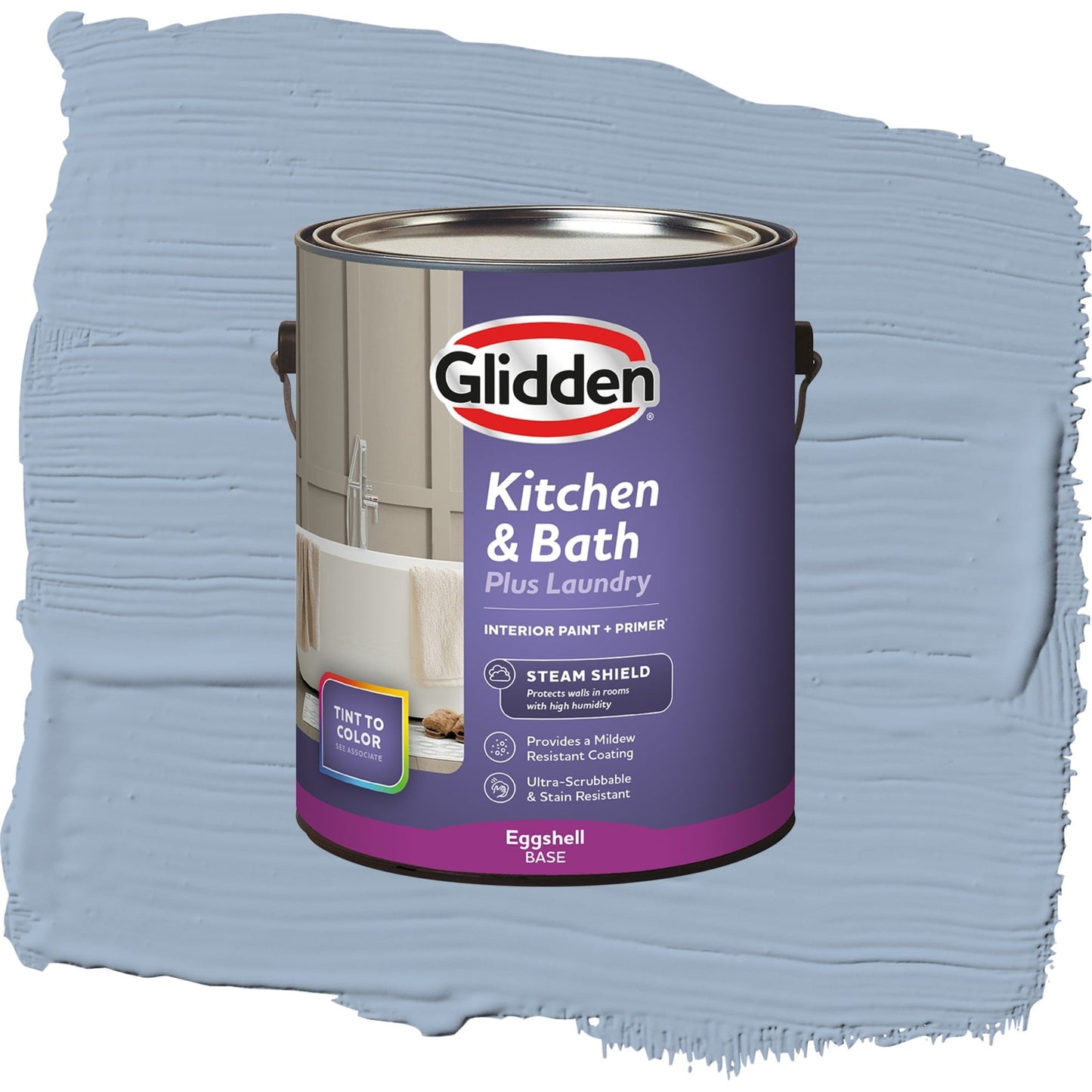 Glidden Glidden Kitchen Bath and Laundry Sterling Silver / Blue, Eggshell Interior Paint with Primer, 1 Gallon