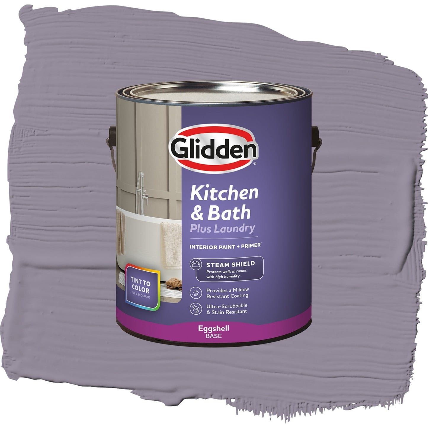 Glidden Glidden Kitchen Bath and Laundry Tin Lizzie / Purple, Eggshell Interior Paint with Primer, 1 Gallon