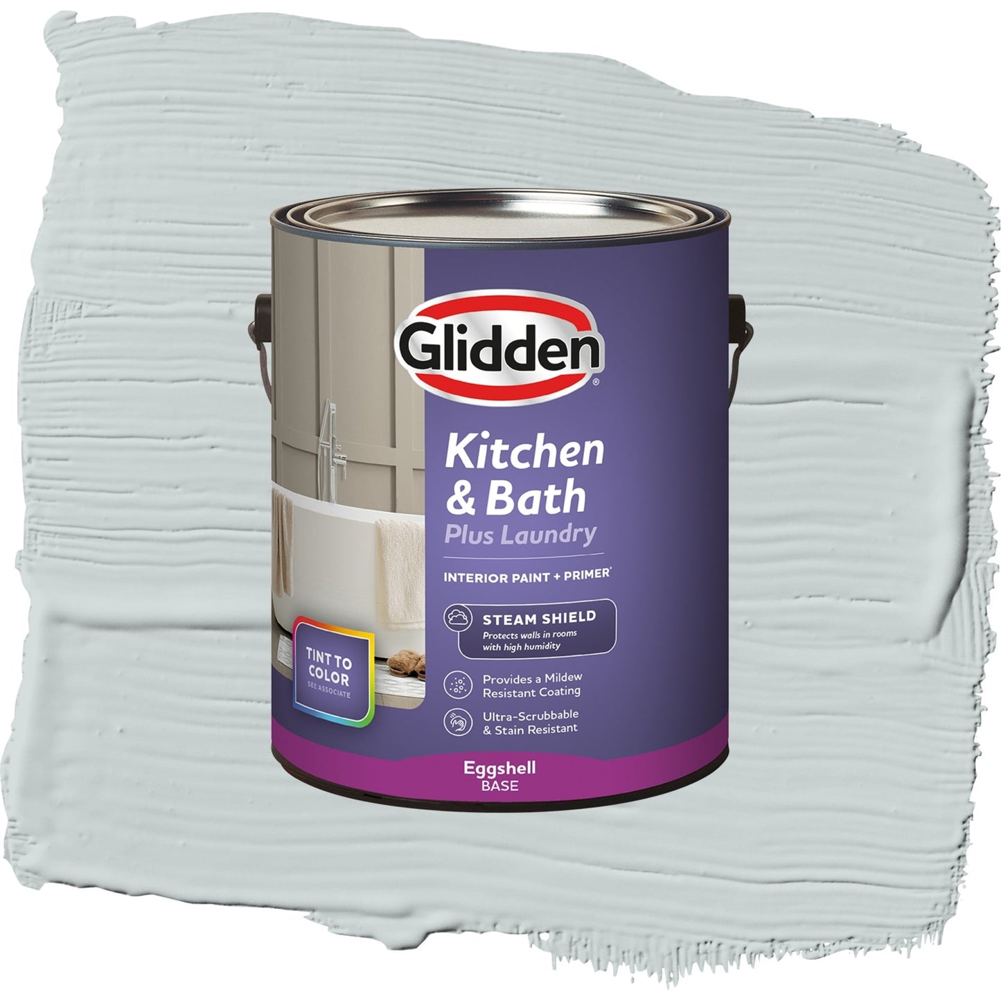 Glidden Glidden Kitchen Bath and Laundry Winter Chill / Gray, Eggshell Interior Paint with Primer, 1 Gallon