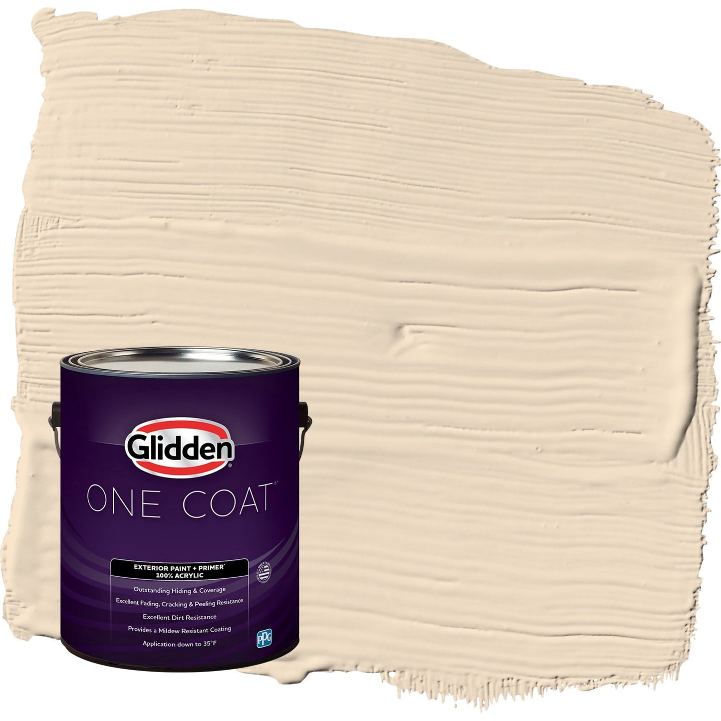 Glidden One Coat Antique Parchment / Beige Semi-Gloss Exterior Paint with Primer, 1 Gallon