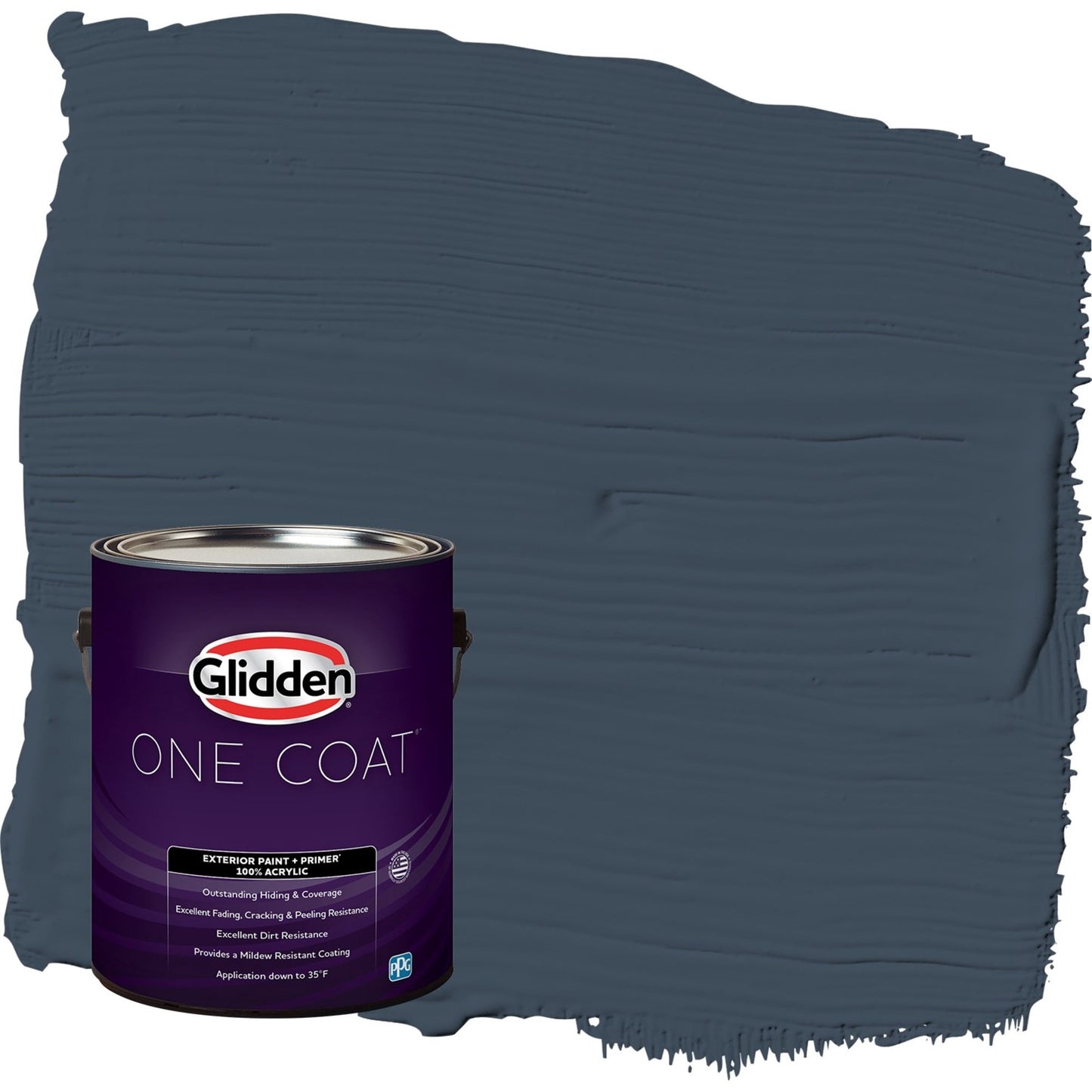 Glidden One Coat Cavalry / Navy Blue Semi-Gloss Exterior Paint with Primer, 1 Gallon