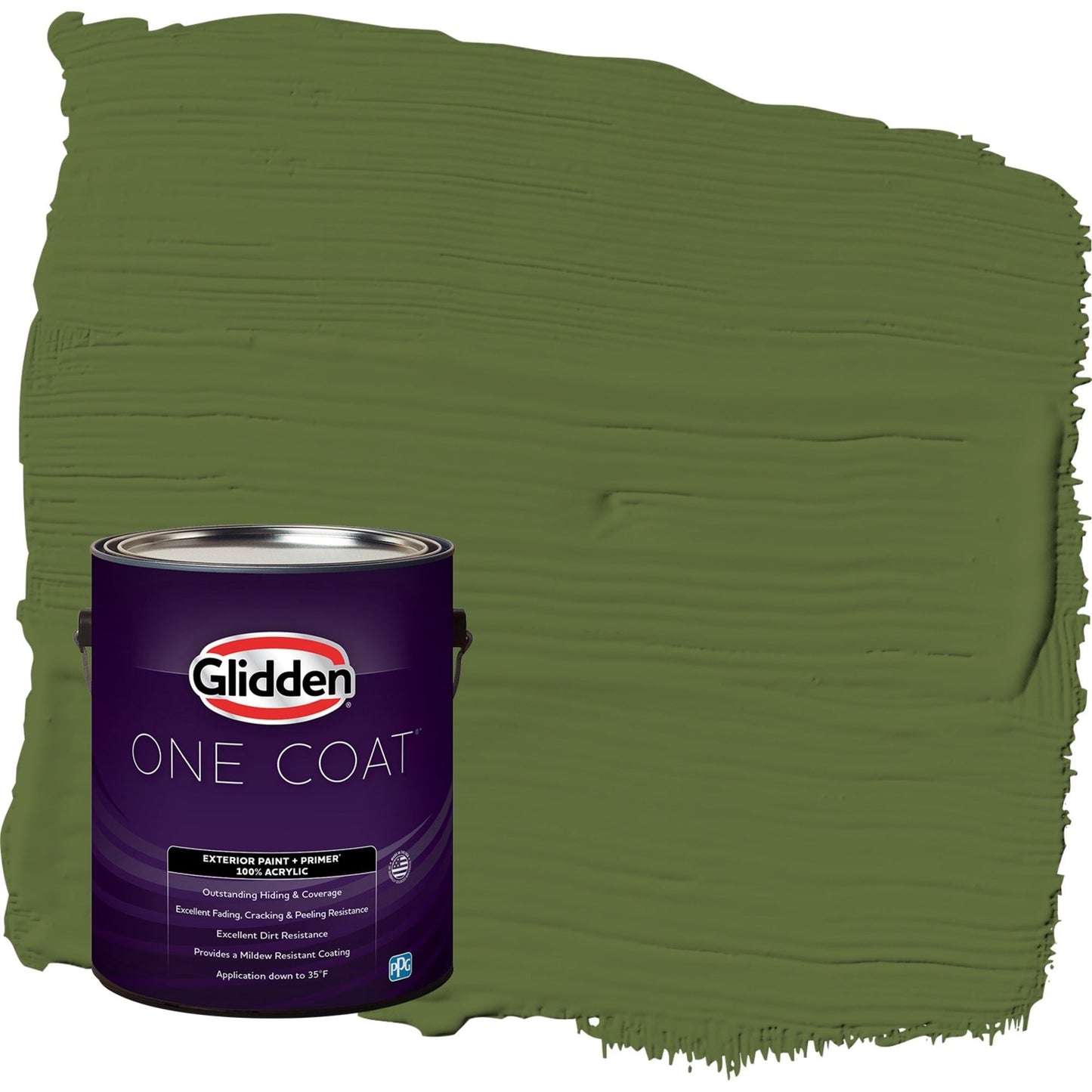Glidden One Coat Globe Artichoke / Green Semi-Gloss Exterior Paint with Primer, 1 Gallon