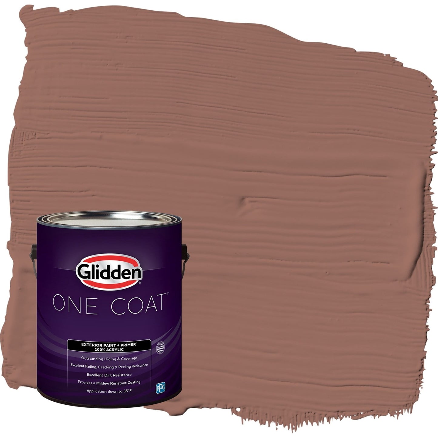 Glidden One Coat Safari Brown / Brown Semi-Gloss Exterior Paint with Primer, 1 Gallon