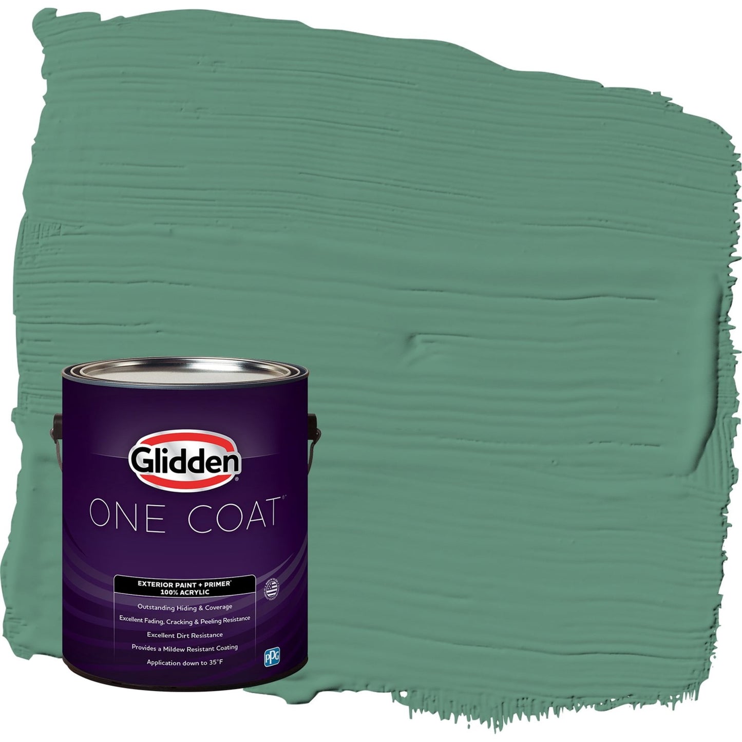 Glidden One Coat Sheffield / Green Semi-Gloss Exterior Paint with Primer, 1 Gallon