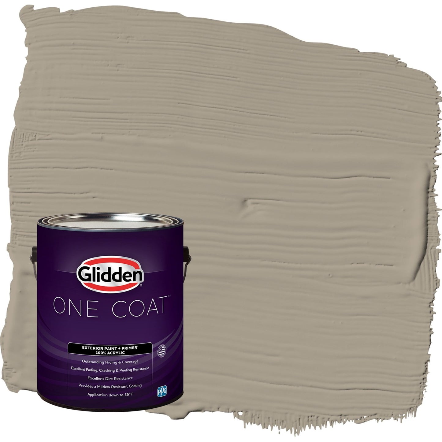 Glidden One Coat Stonehenge Greige / Gray Semi-Gloss Exterior Paint with Primer, 1 Gallon