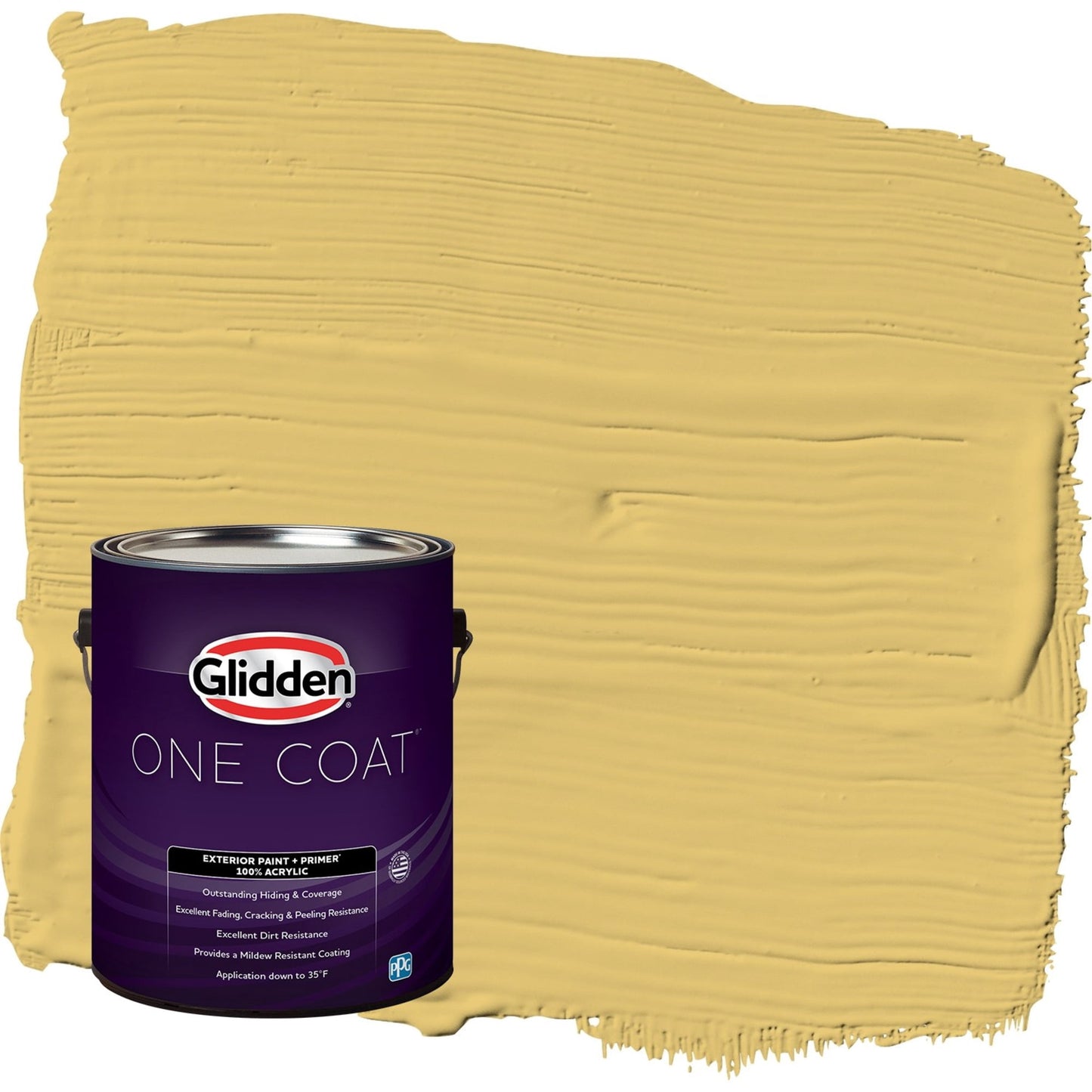 Glidden One Coat Tropical Siesta / Yellow Semi-Gloss Exterior Paint with Primer, 1 Gallon