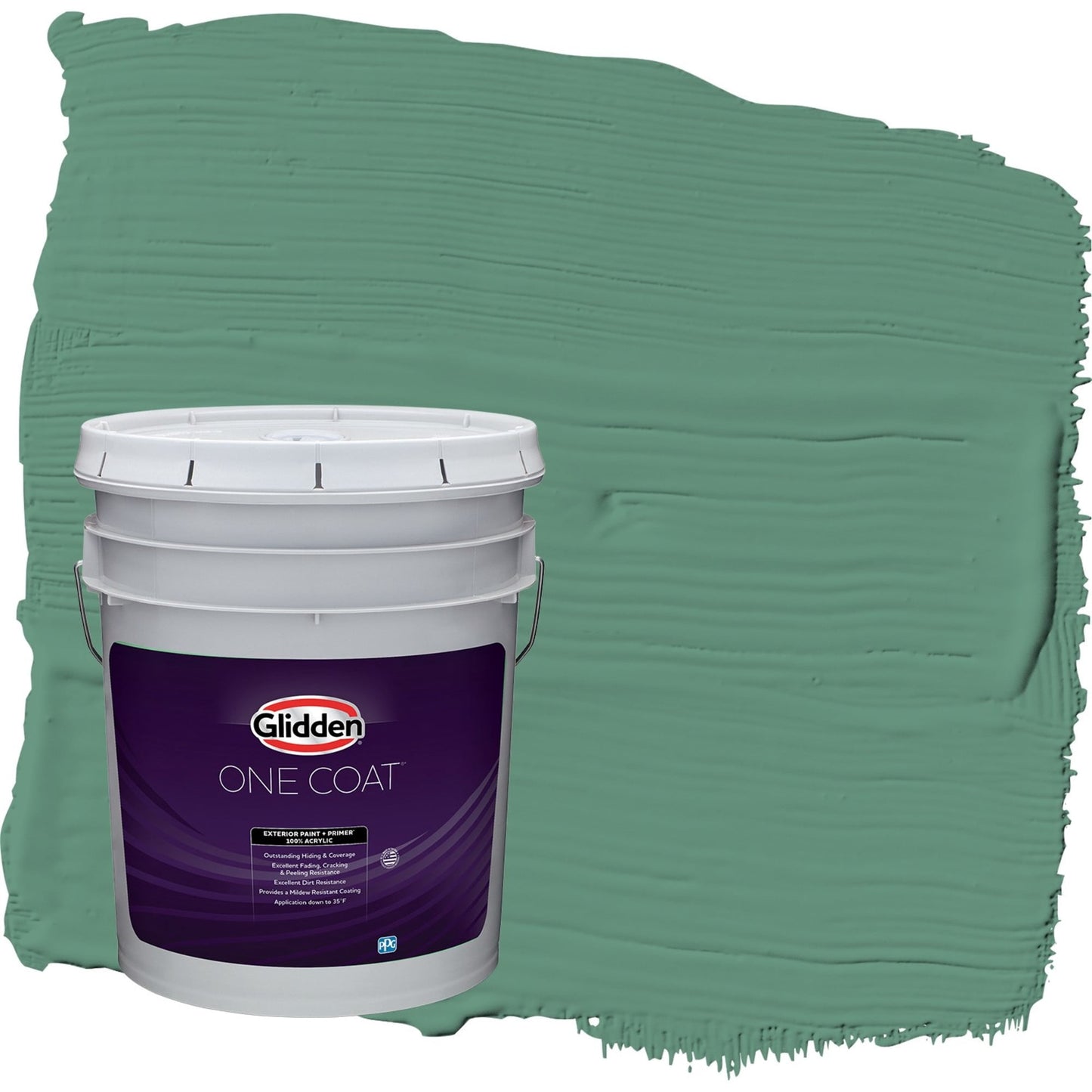Glidden One Coat Sheffield / Green Semi-Gloss Exterior Paint with Primer, 5 Gallon