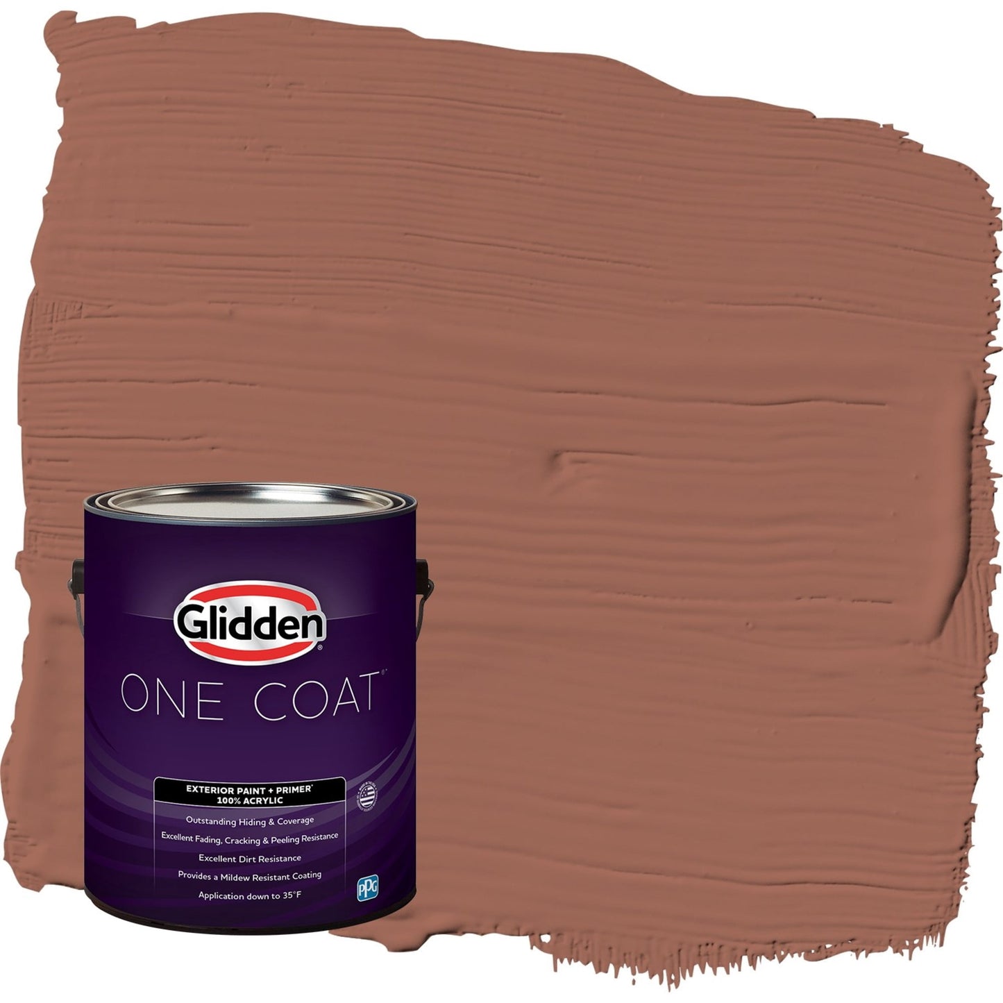 Glidden One Coat Apple Brown Betty / Orange Flat Exterior Paint with Primer, 1 Gallon