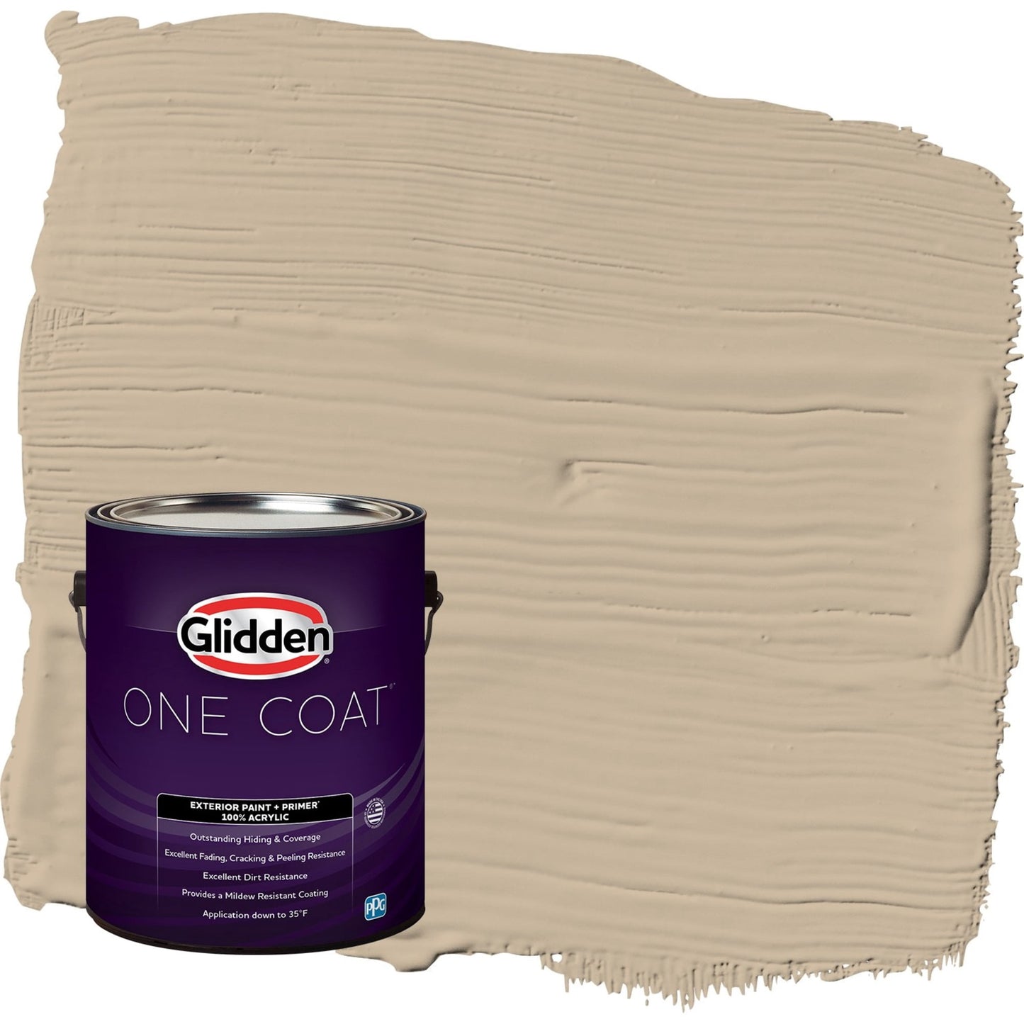 Glidden One Coat Best Beige / Beige Satin Exterior Paint with Primer, 1 Gallon
