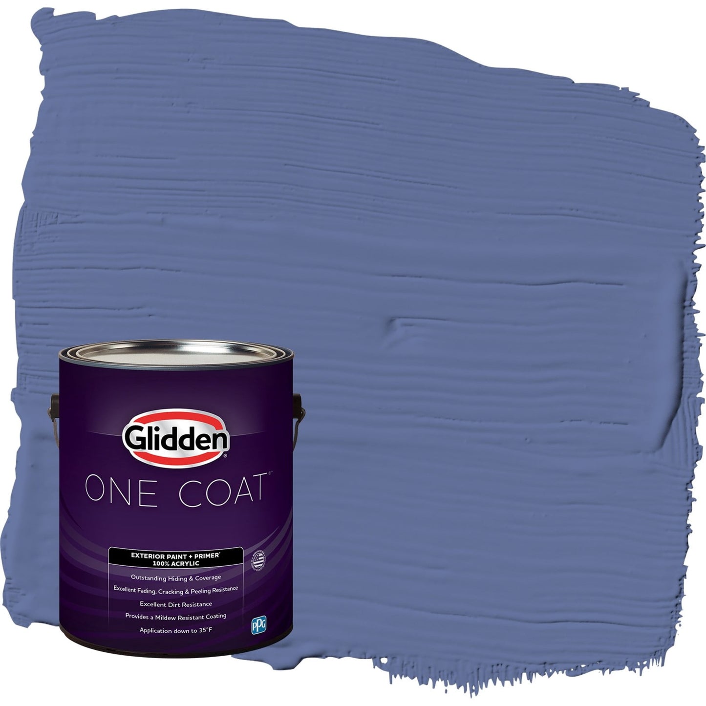 Glidden One Coat Blueberry Patch / Blue Flat Exterior Paint with Primer, 1 Gallon