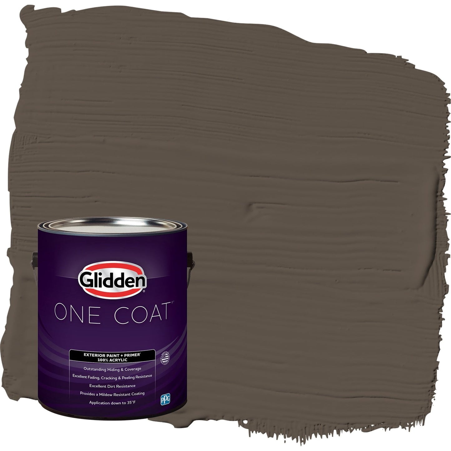 Glidden One Coat Cabin Fever / Brown Flat Exterior Paint with Primer, 1 Gallon